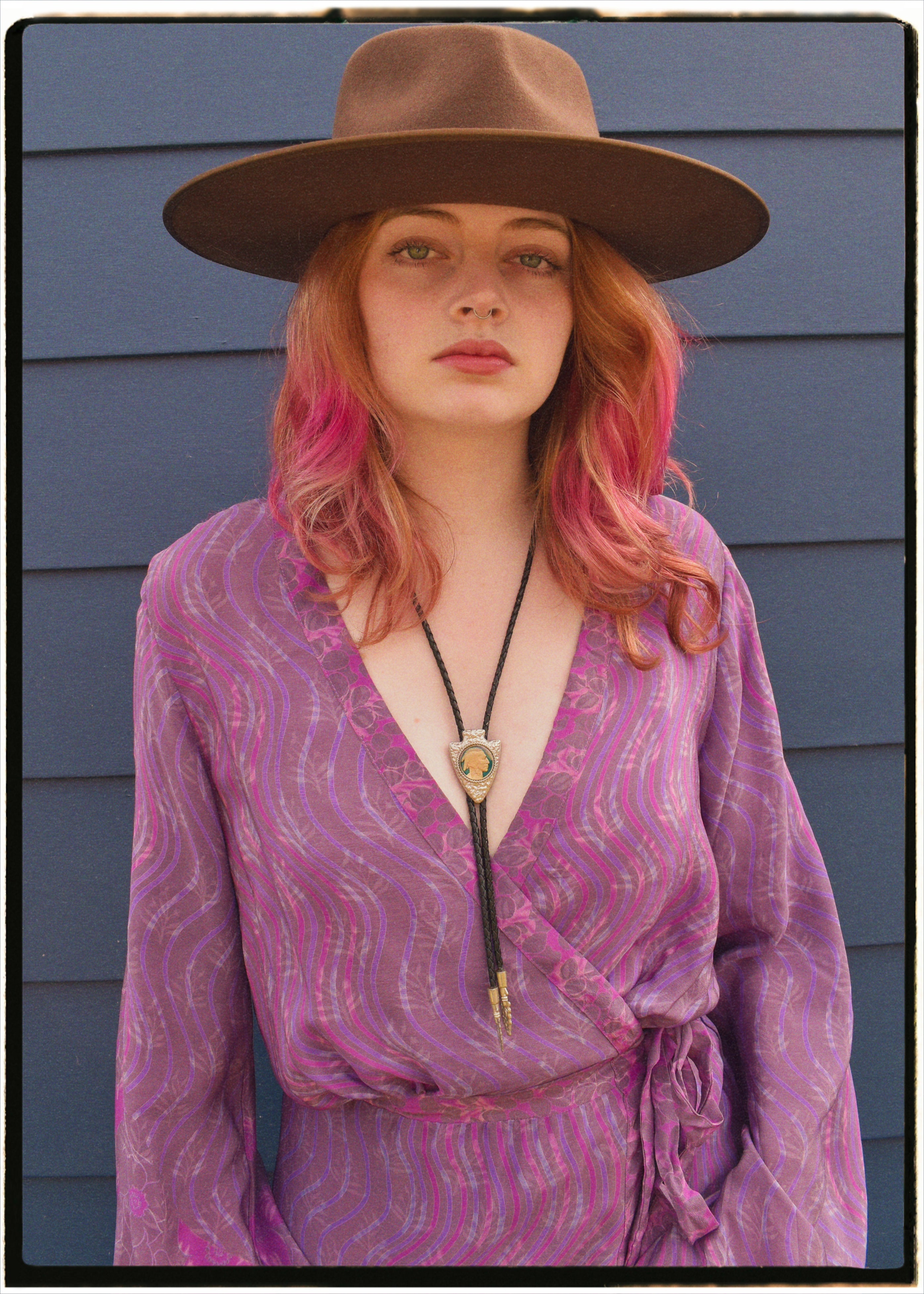 Caladium Wrap Silk Dress ~ Orchid L