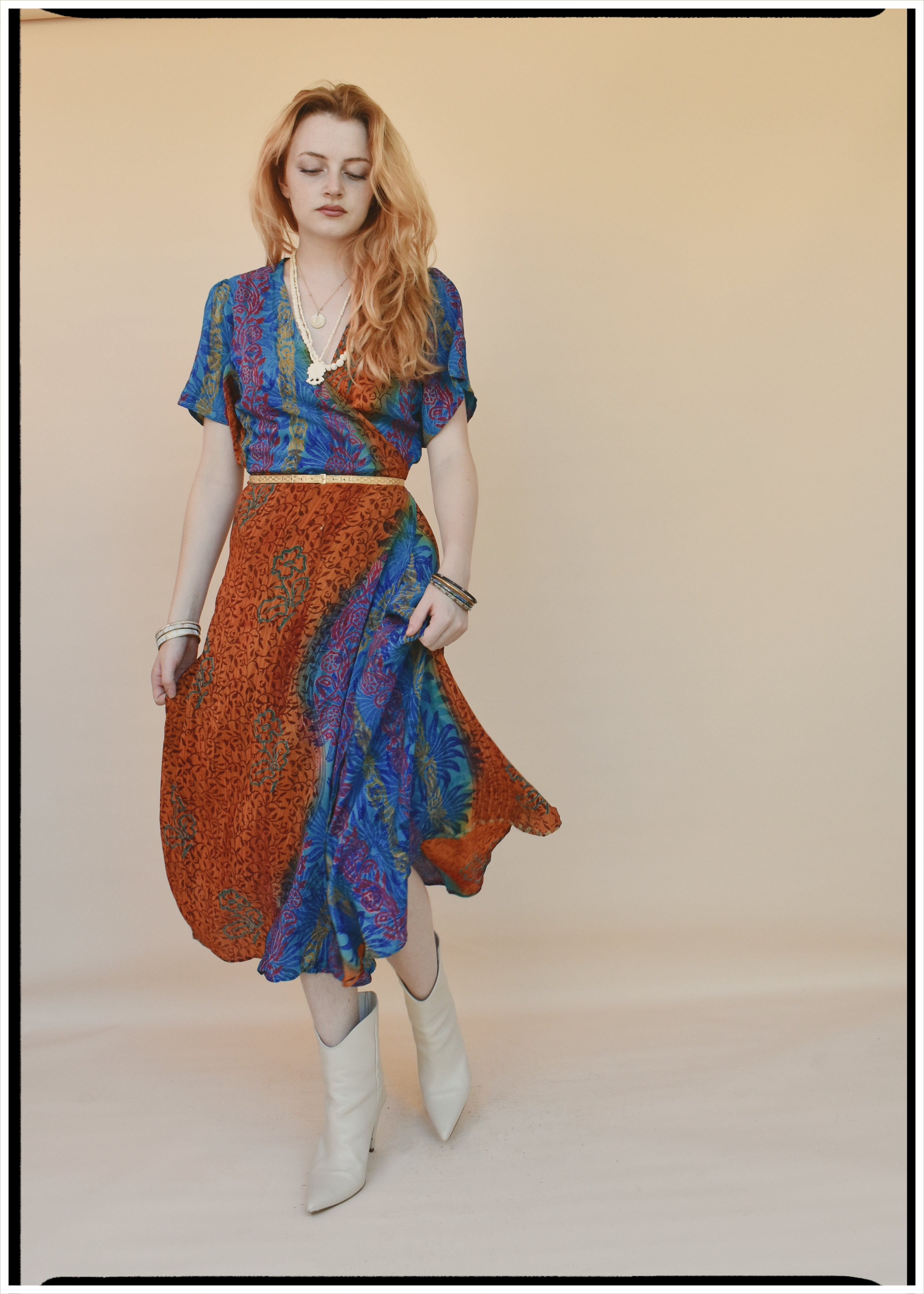 Liatris Silk Crepe Flutter Sleeve Wrap Dress ~ Lantana M
