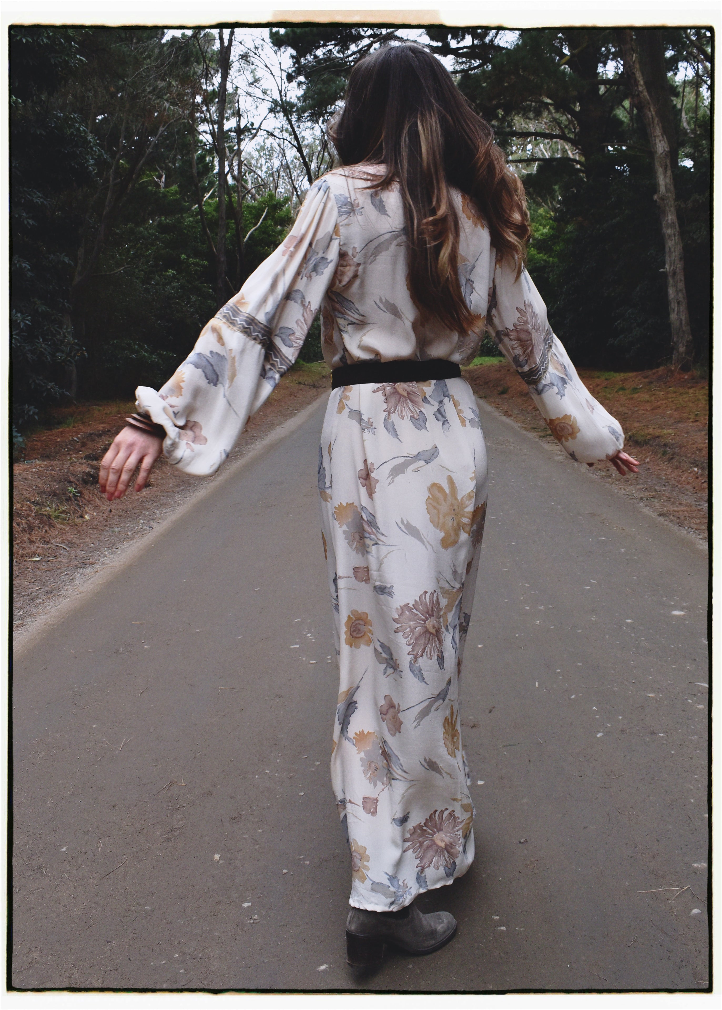 Zea Silk Crepe Kaftan Maxi Dress ~ Angel M