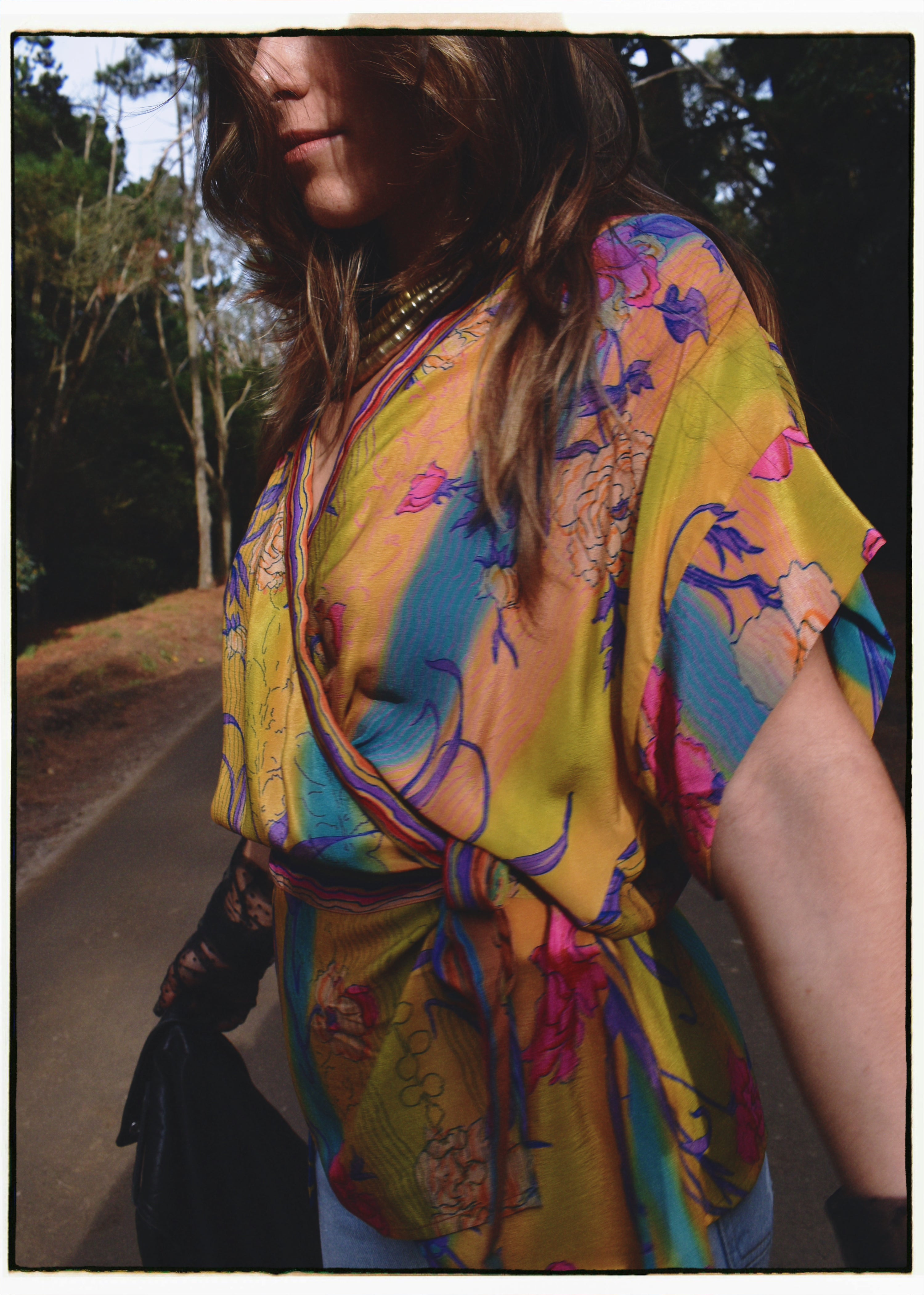 Bassia Silk Crepe Cross Tie Front Blouse ~ Primrose XL