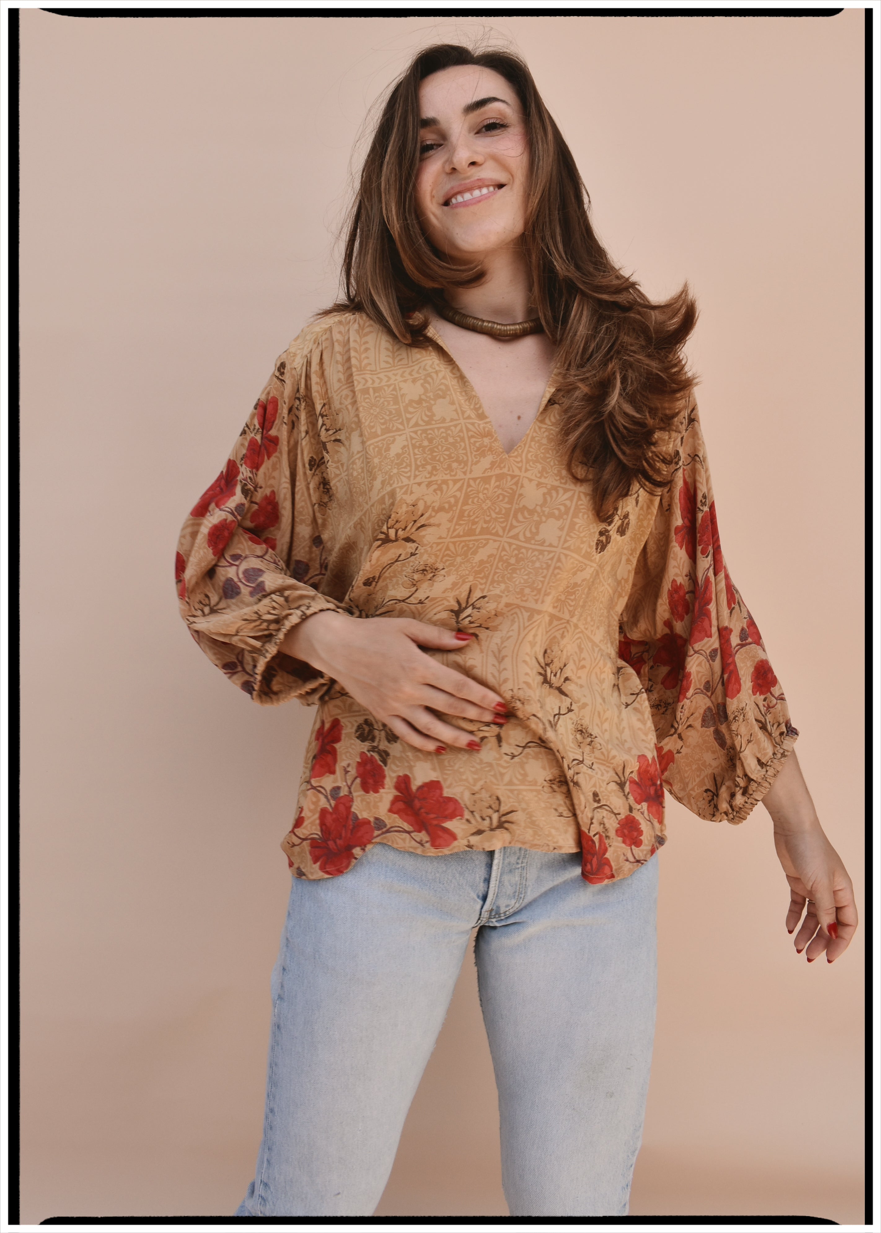 Cleome Silk Crepe Shirt ~ Bamboo S & L