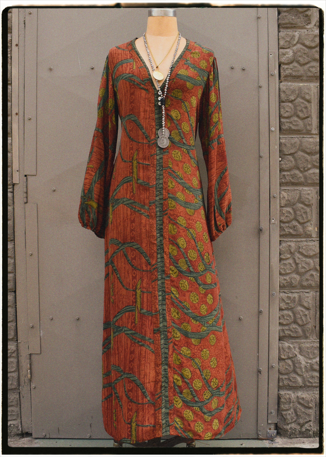 Zea Silk Crepe Kaftan Maxi Dress ~ Cayenne S