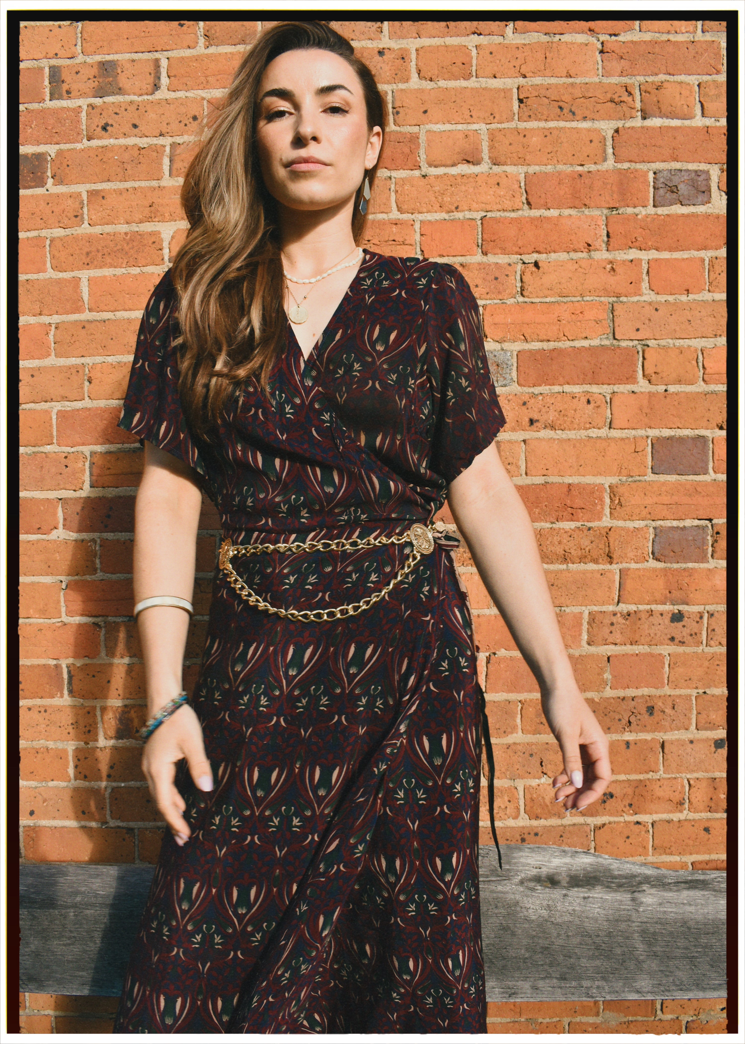 Liatris Silk Crepe Flutter Sleeve Wrap Dress ~ Brandy L