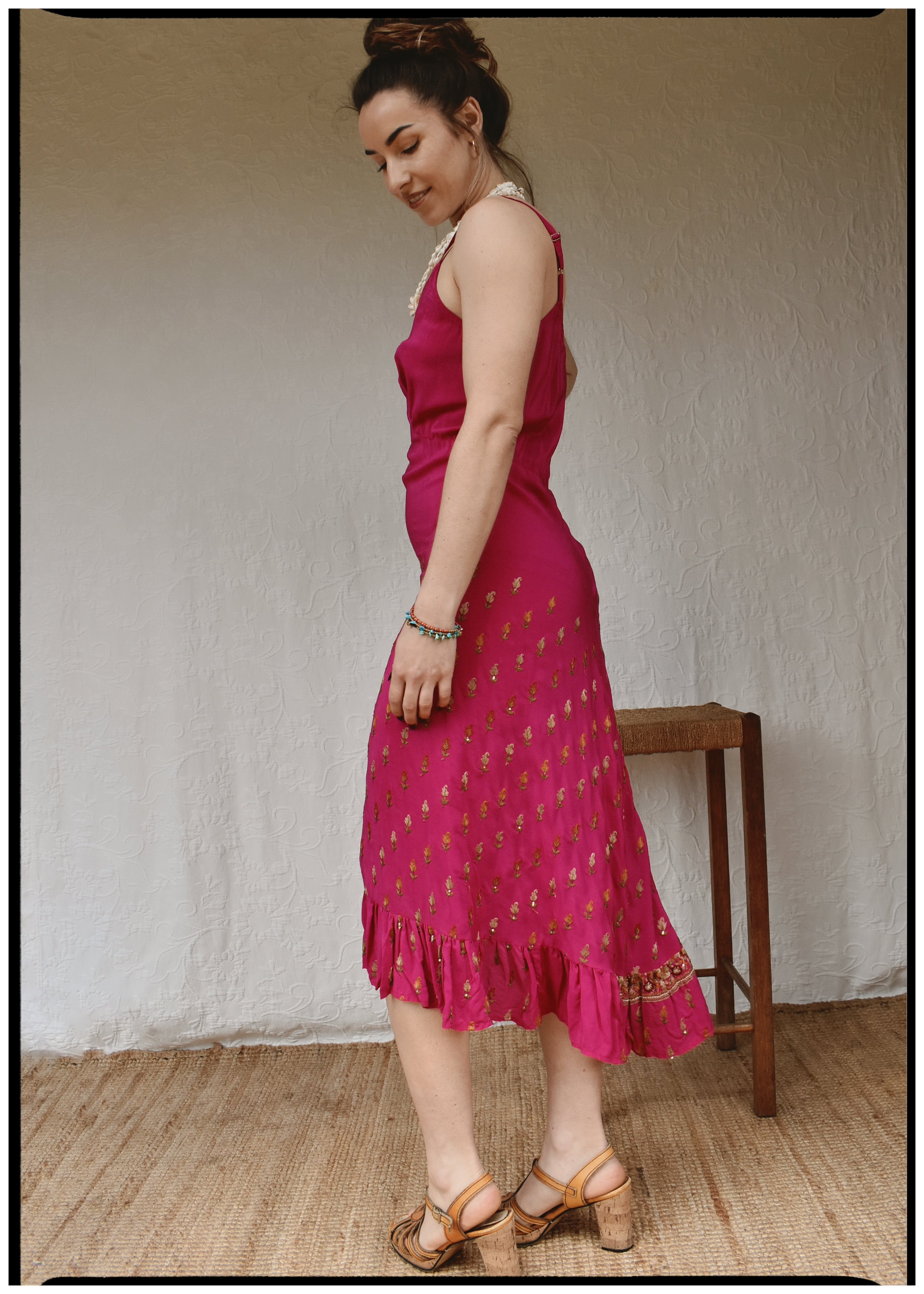 Rumex Silk Slip Dress ~ Flambe M