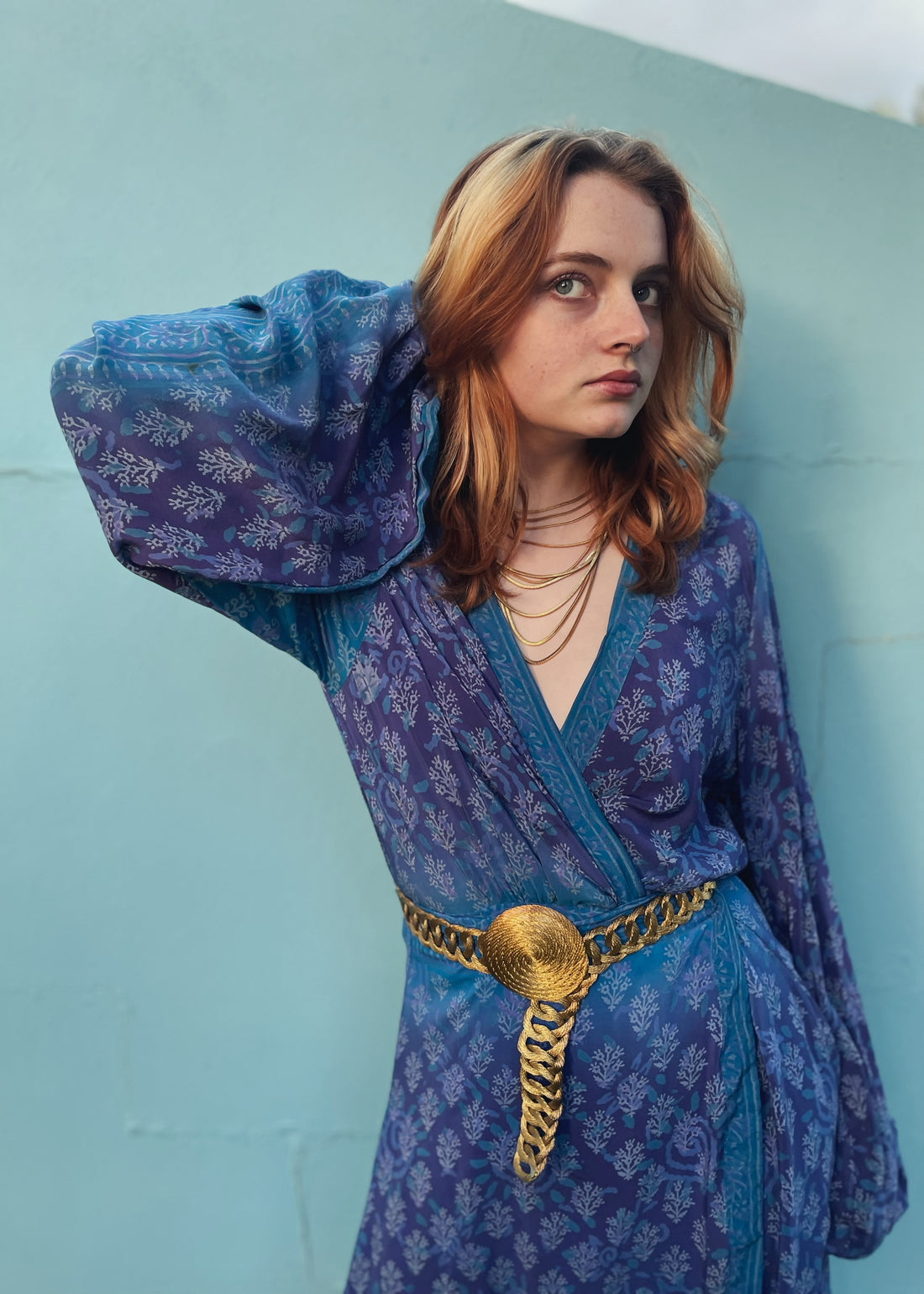 Caladium Wrap Silk Dress ~ Mazarine M