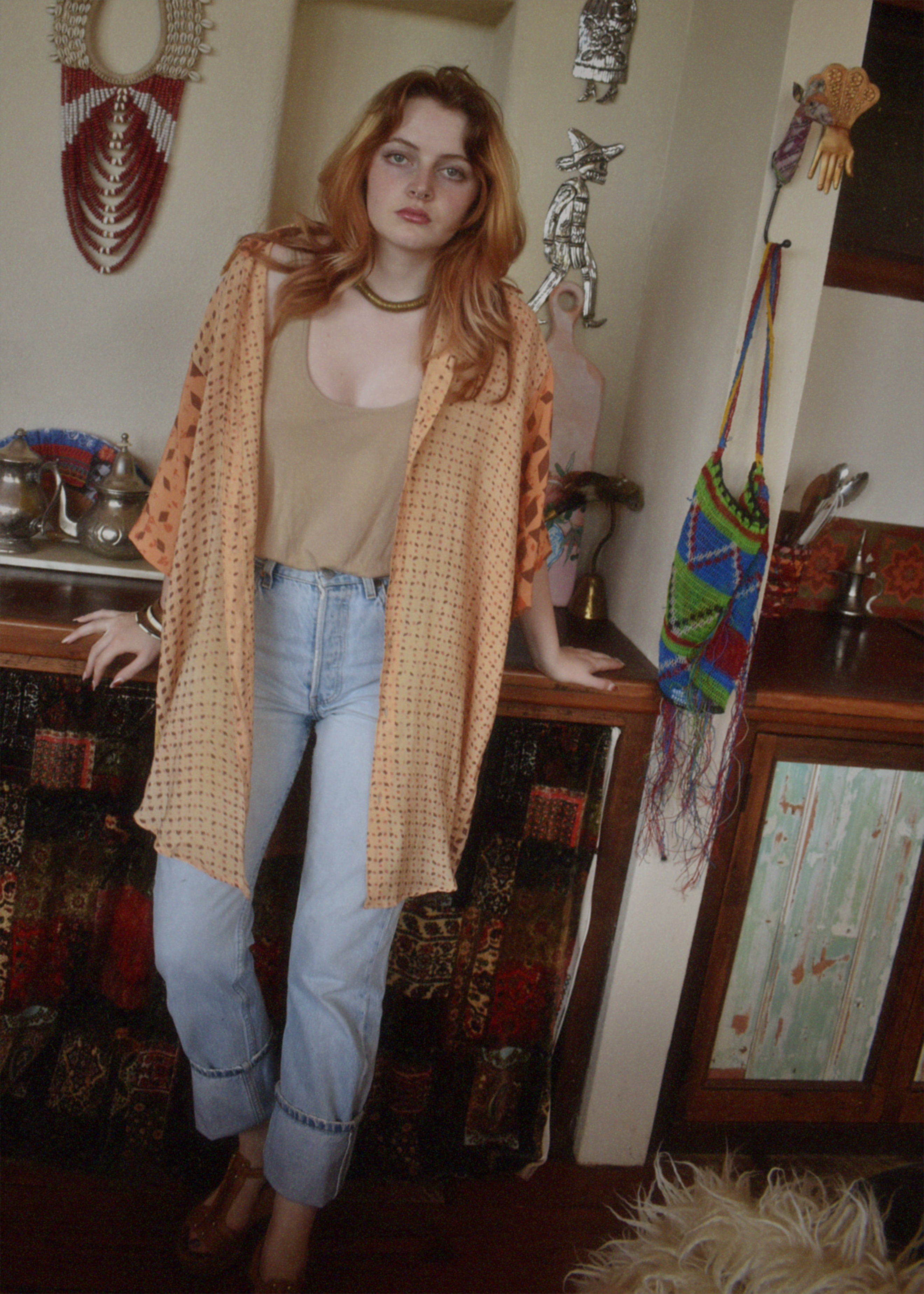 Astralagus Silk Crepe Oversized Shirt ~ Marigold