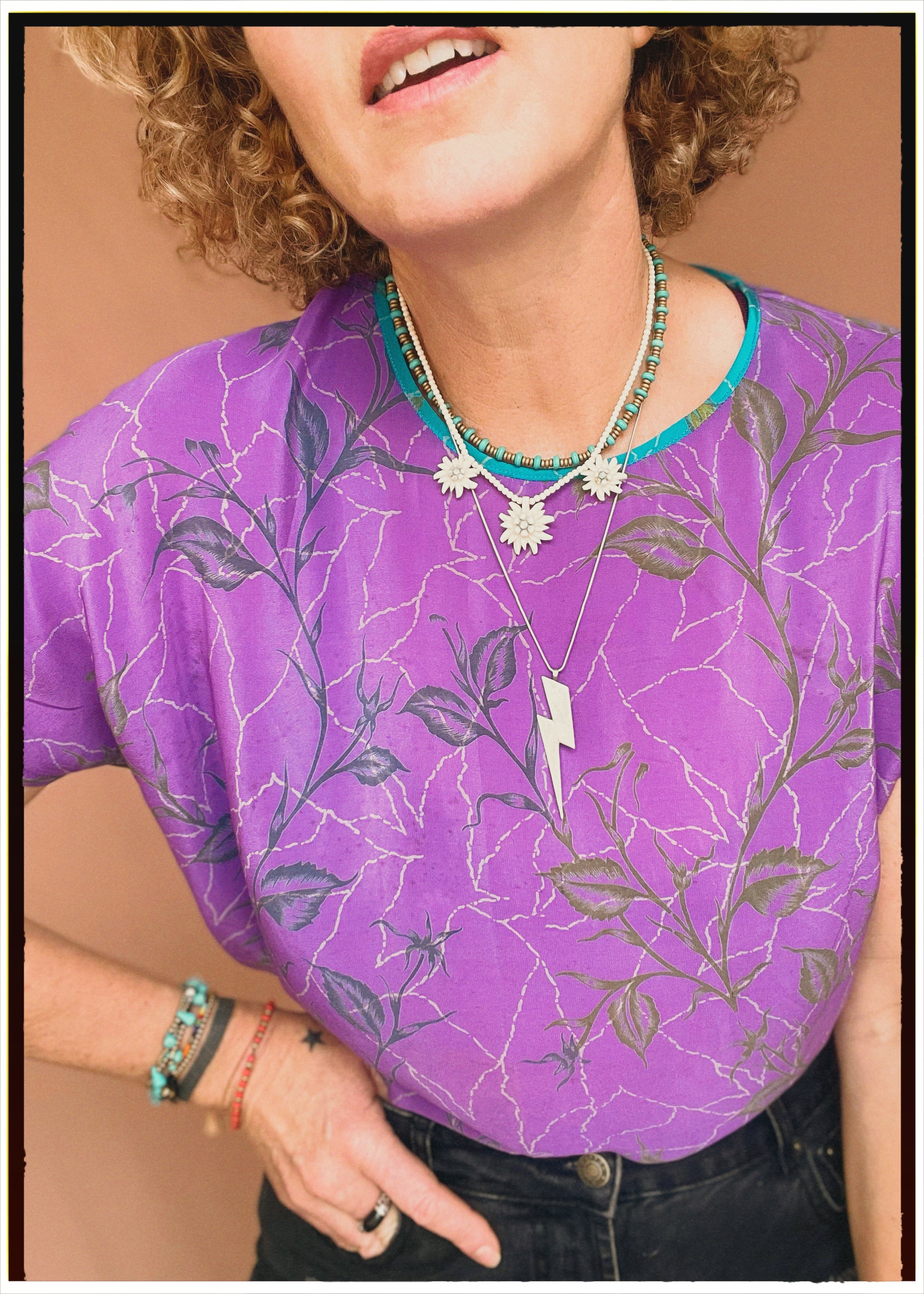 Viola Silk Crepe T-Shirt ~ Lavender S