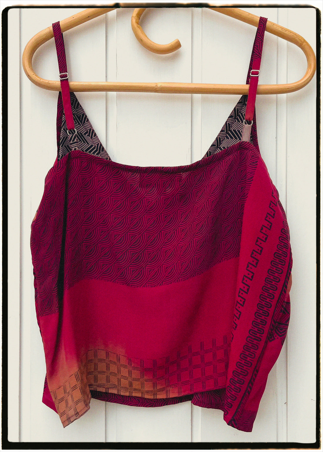 Reseda Silk Crepe Camisole Top ~ Burgundy M