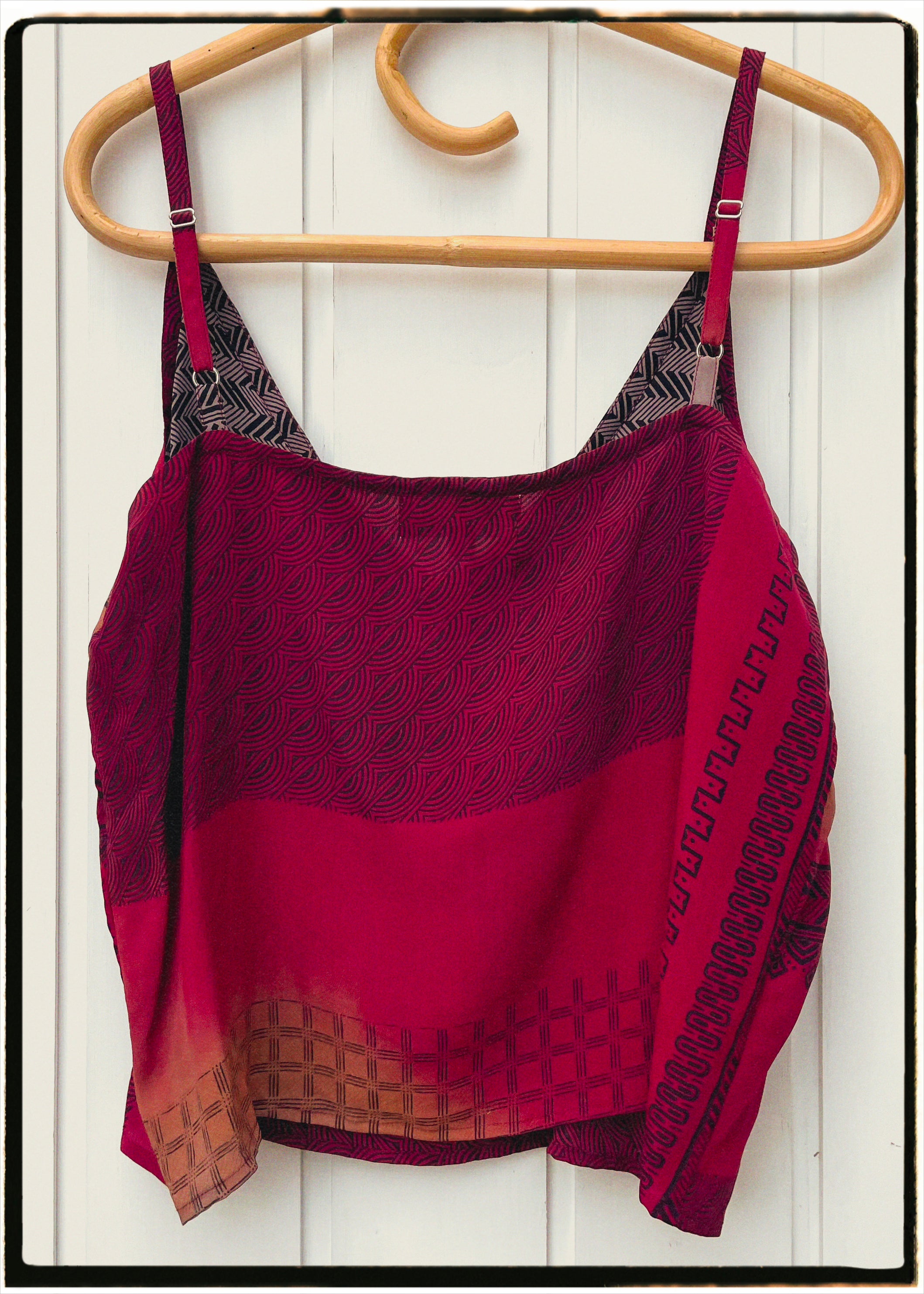 Reseda Silk Crepe Camisole Top ~ Burgundy M