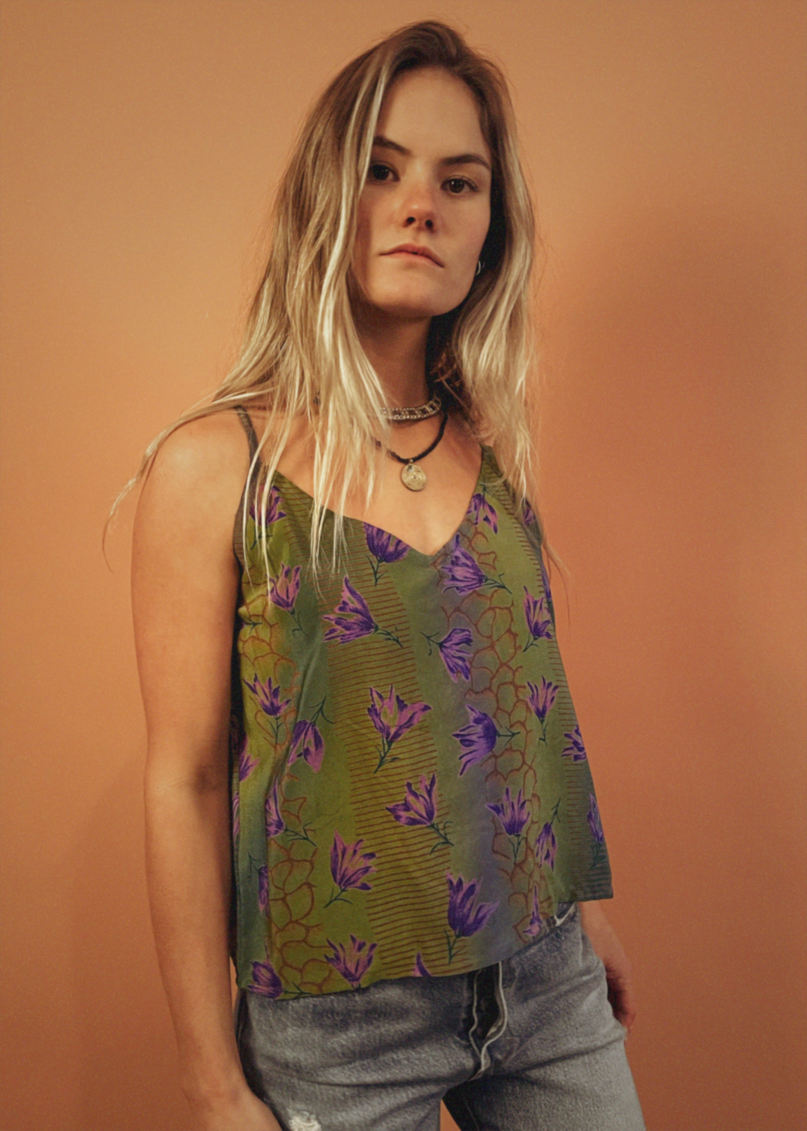 Reseda Silk Crepe Camisole Top ~ Amparo XL