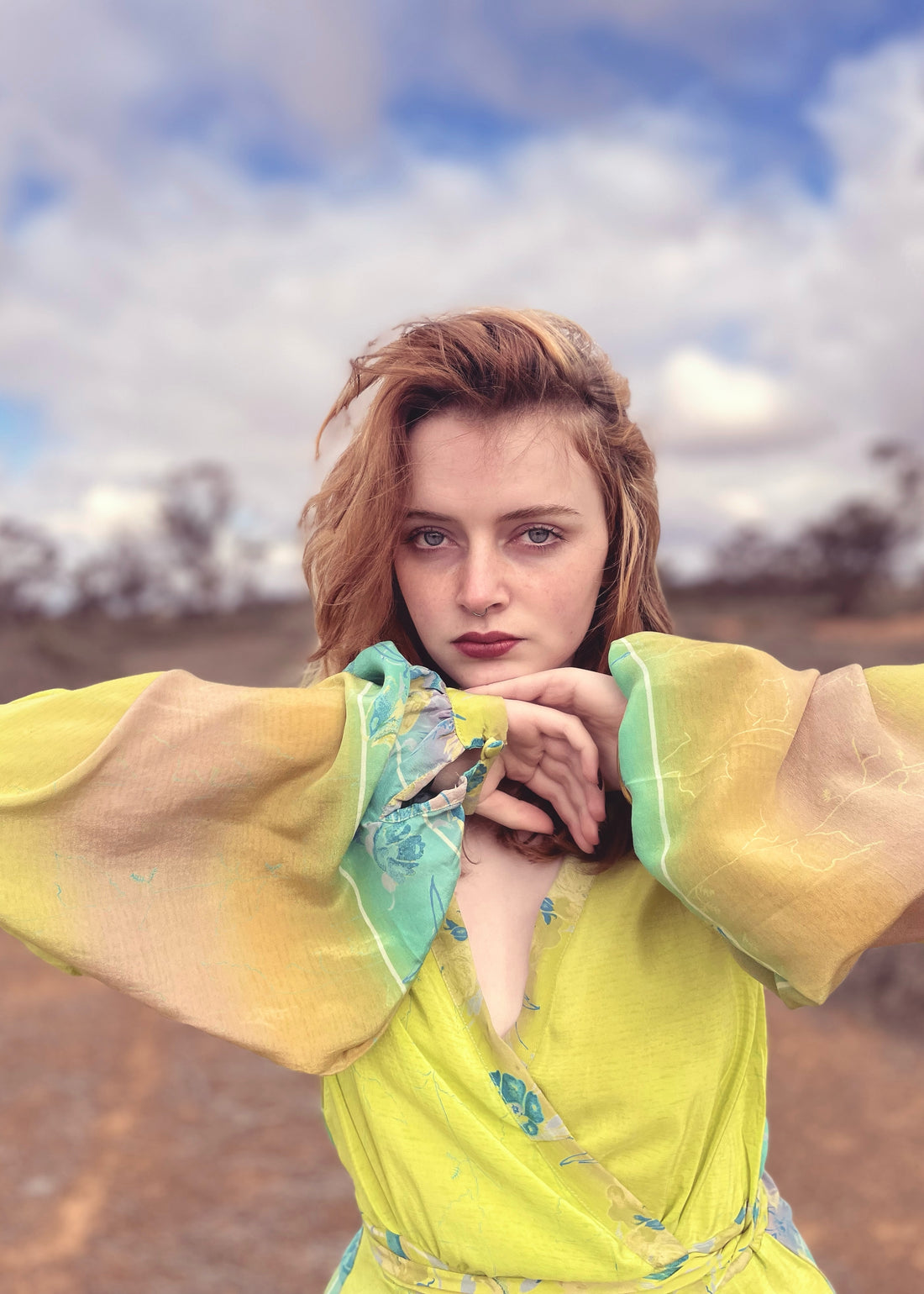 Caladium Silk Wrap Dress ~ Limeade S