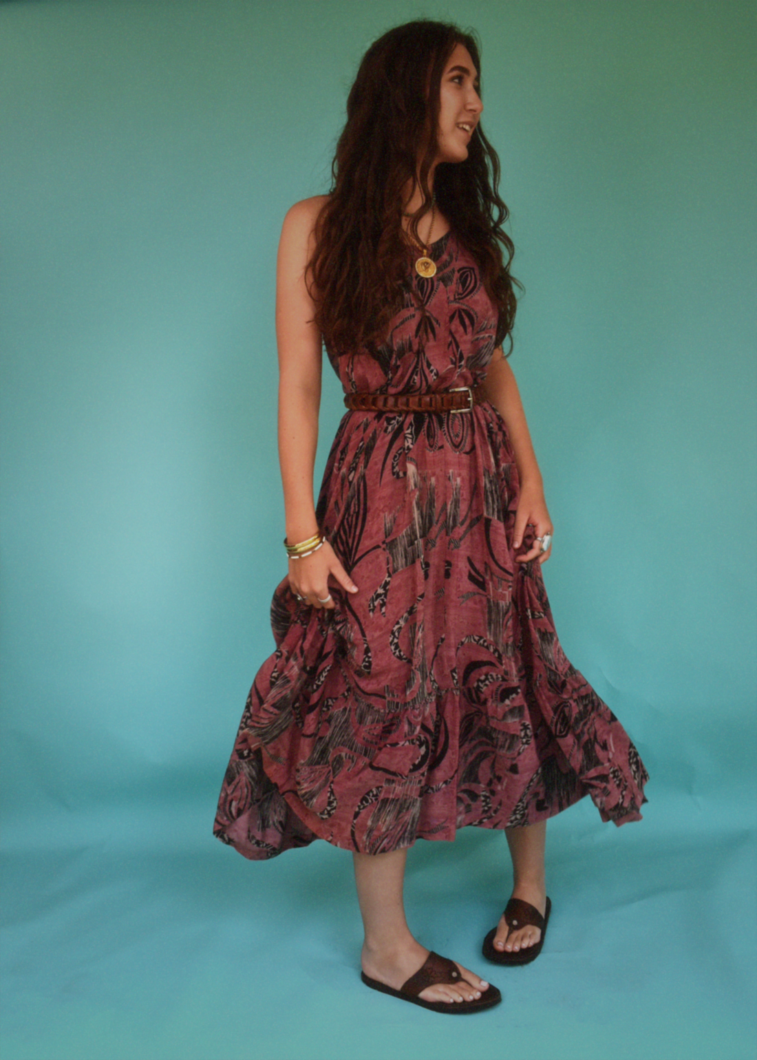 Eustoma Silk Crepe Swing Maxi Dress ~ Urban XL