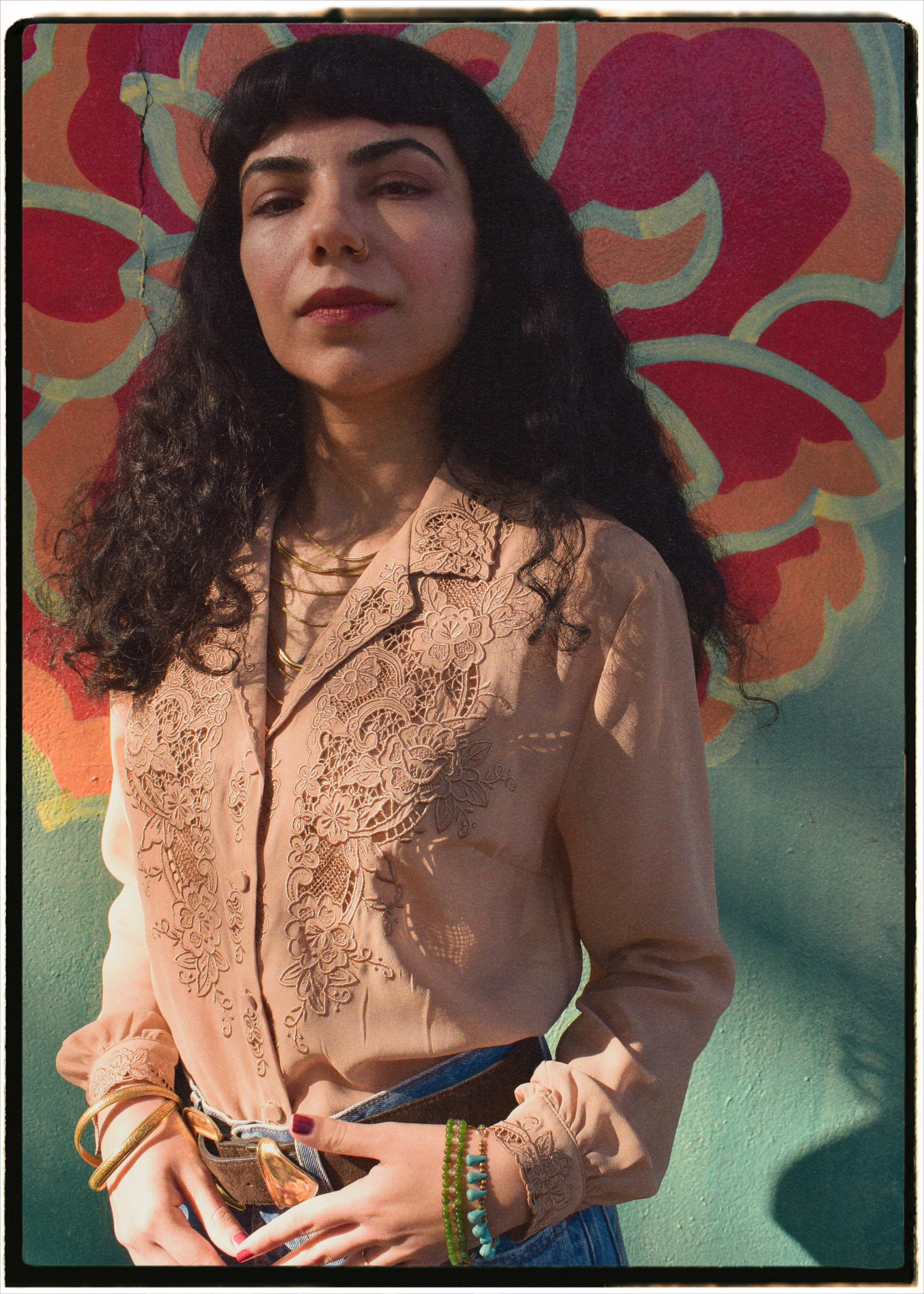 Tilia Silk Crepe Cut-Work Embroidered Shirt ~ Nougat