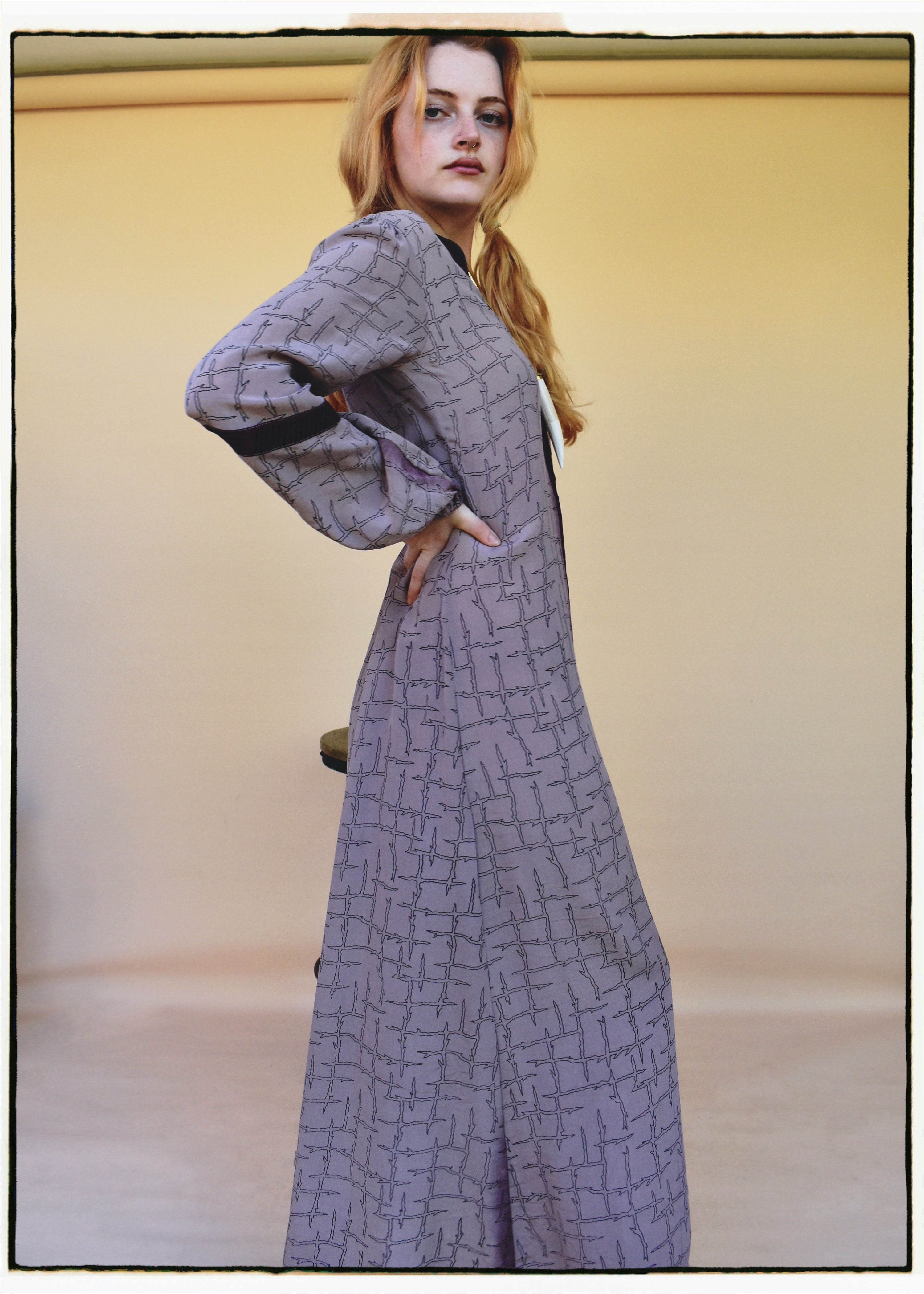 Zea Silk Crepe Kaftan Maxi Dress ~ Azurine XS