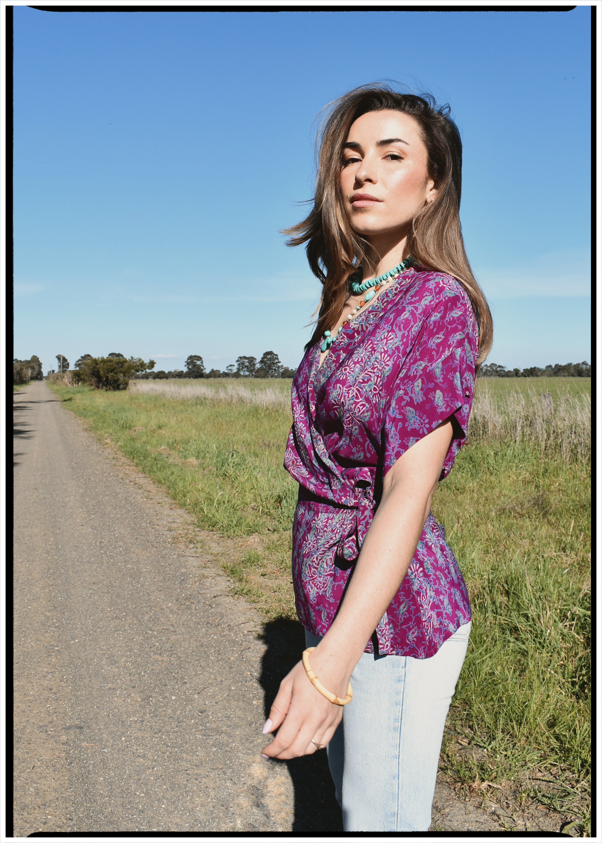 Bassia Silk Crepe Cross Tie Front Blouse ~ Serice M