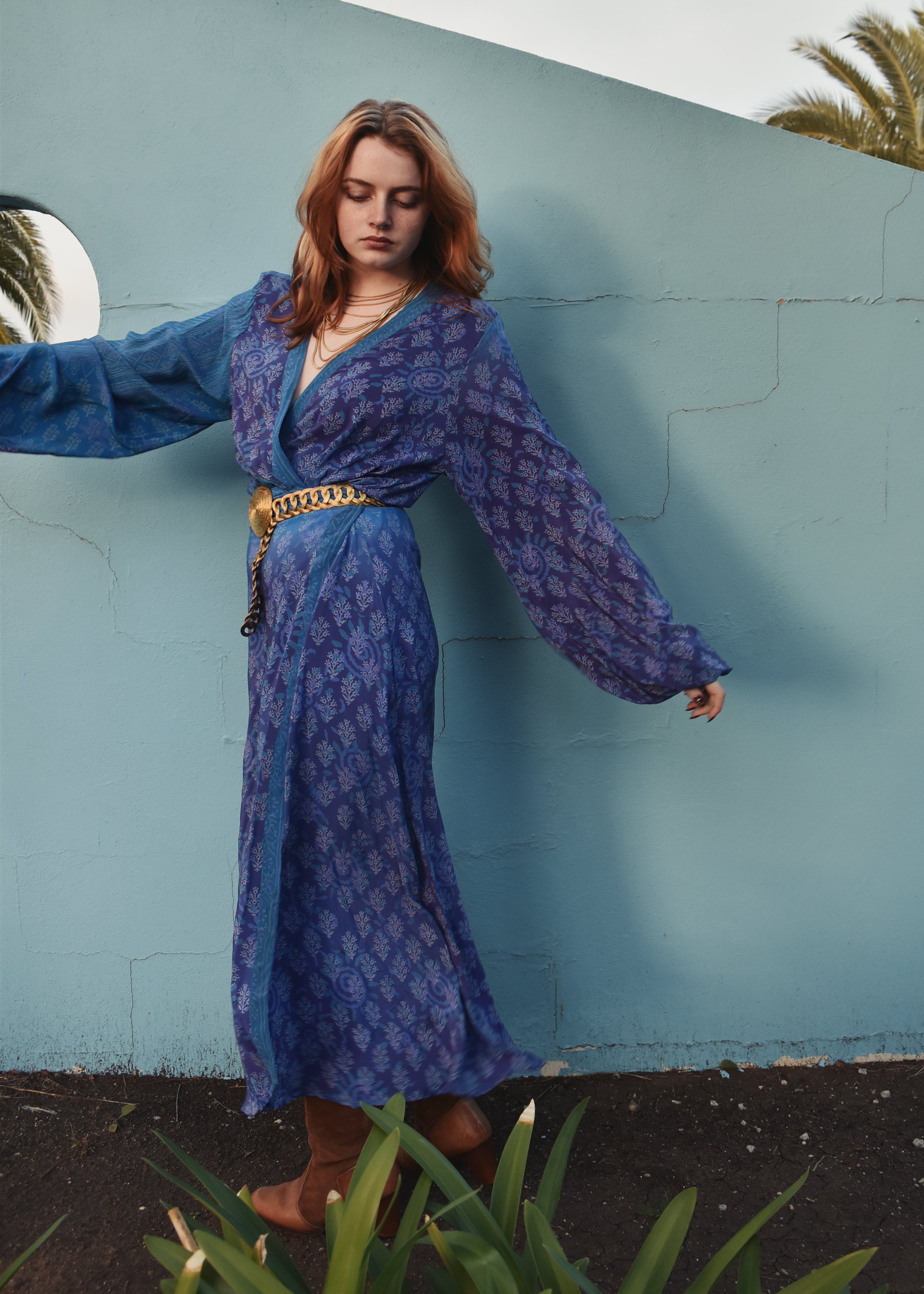 Caladium Wrap Silk Dress ~ Mazarine M