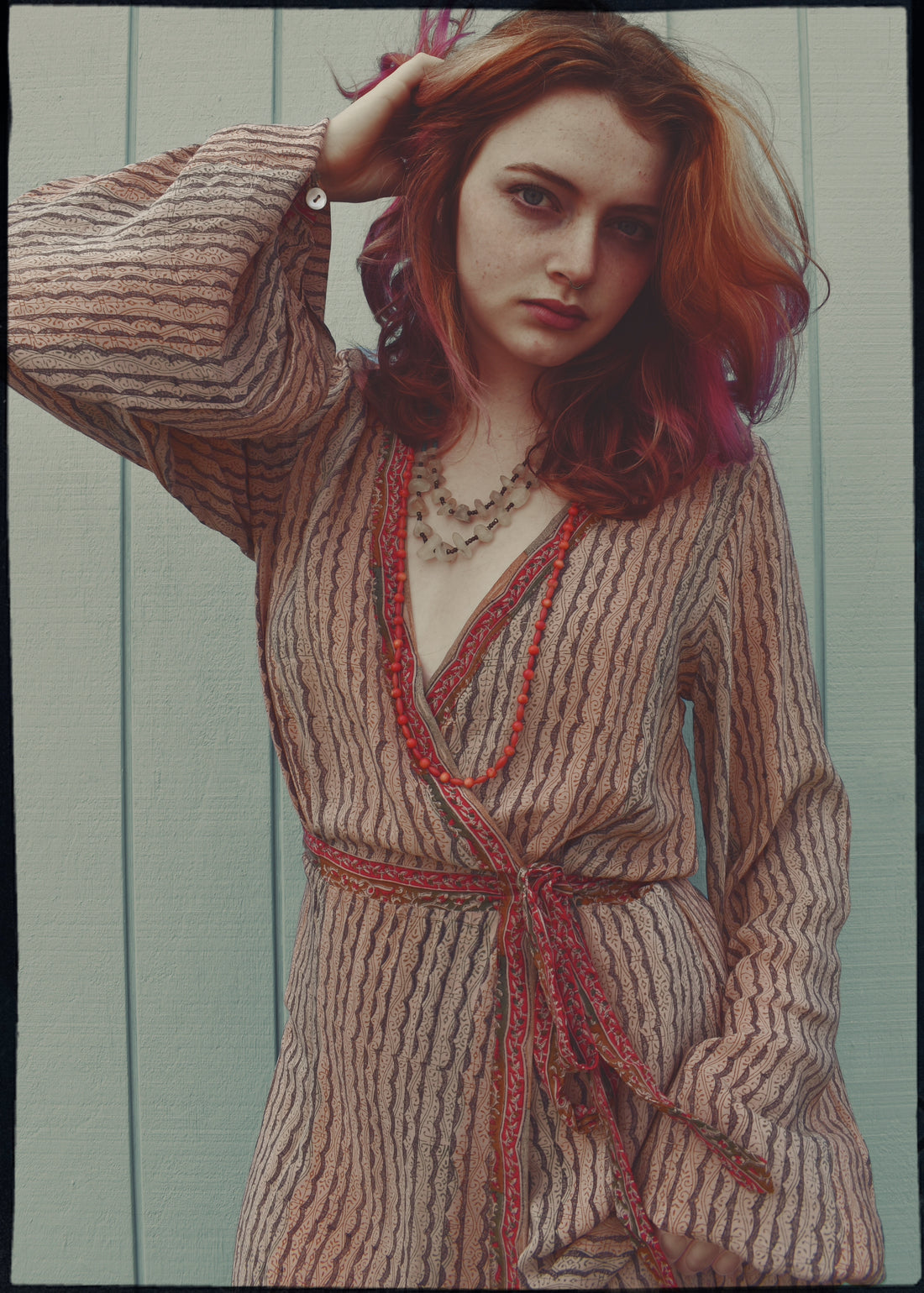 Caladium Silk Wrap Dress ~ Bark XS