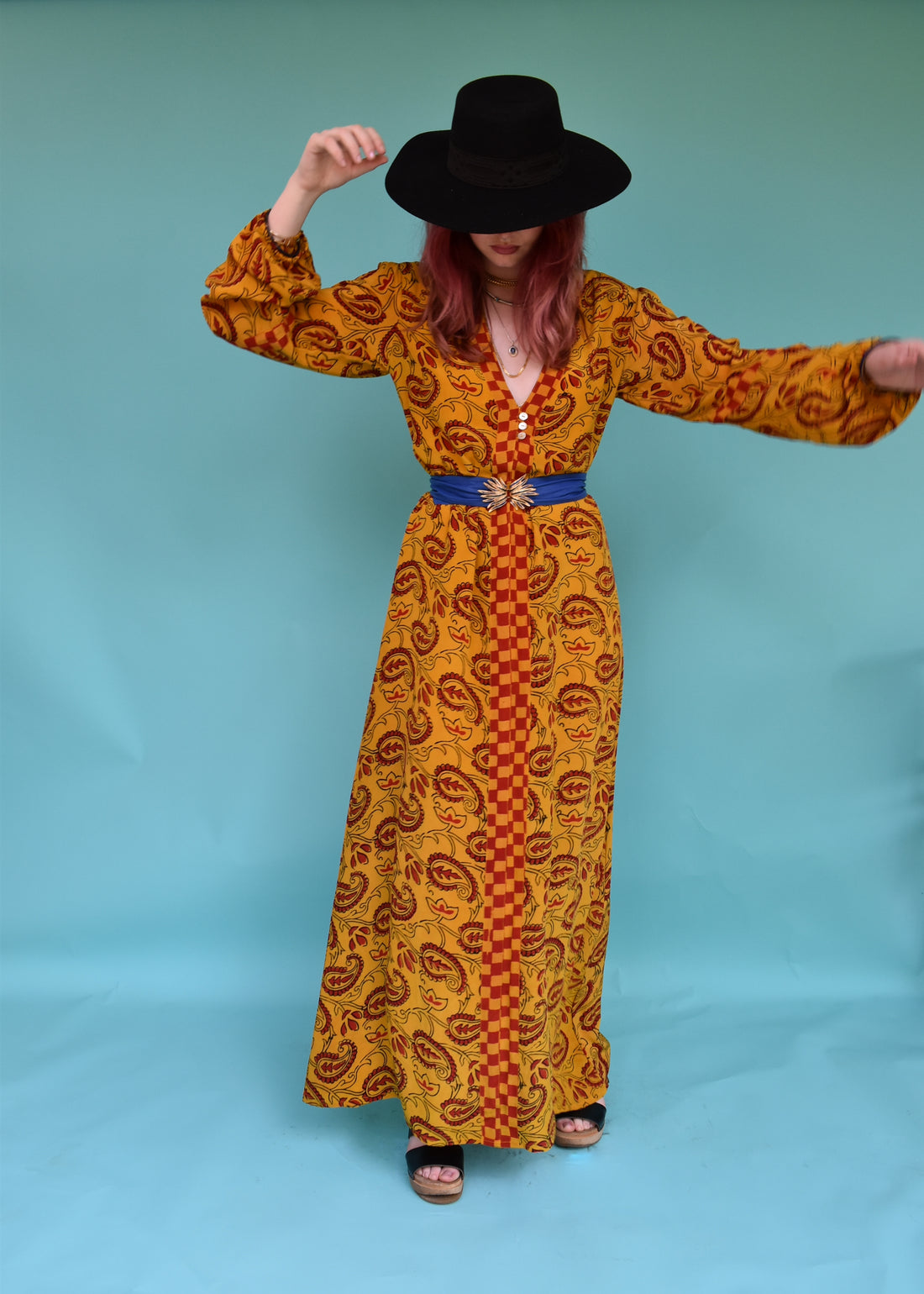 Zea Silk Crepe Kaftan Maxi Dress ~ Fusion XS