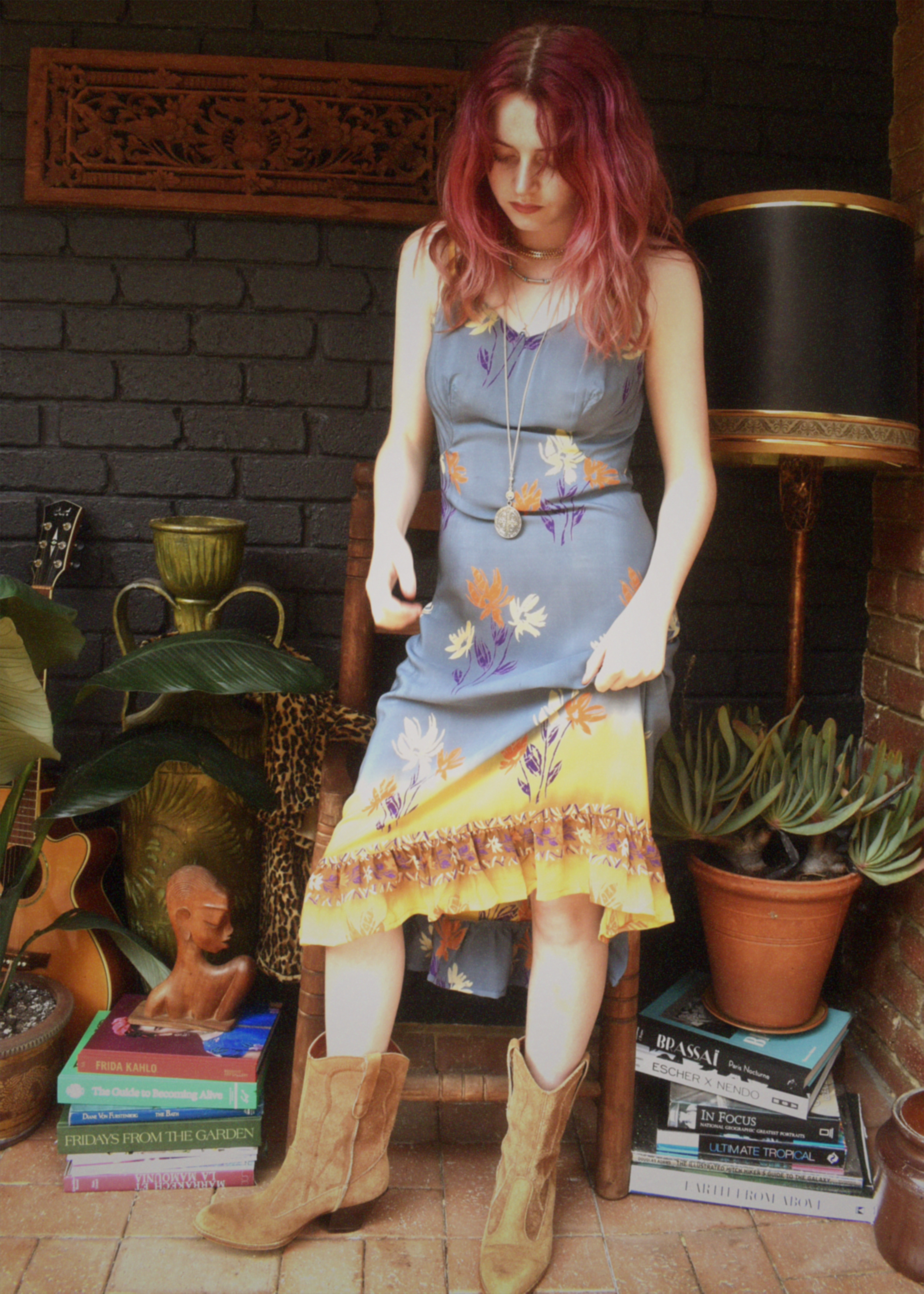 Rumex Silk Slip Dress ~ Cornflour S & L