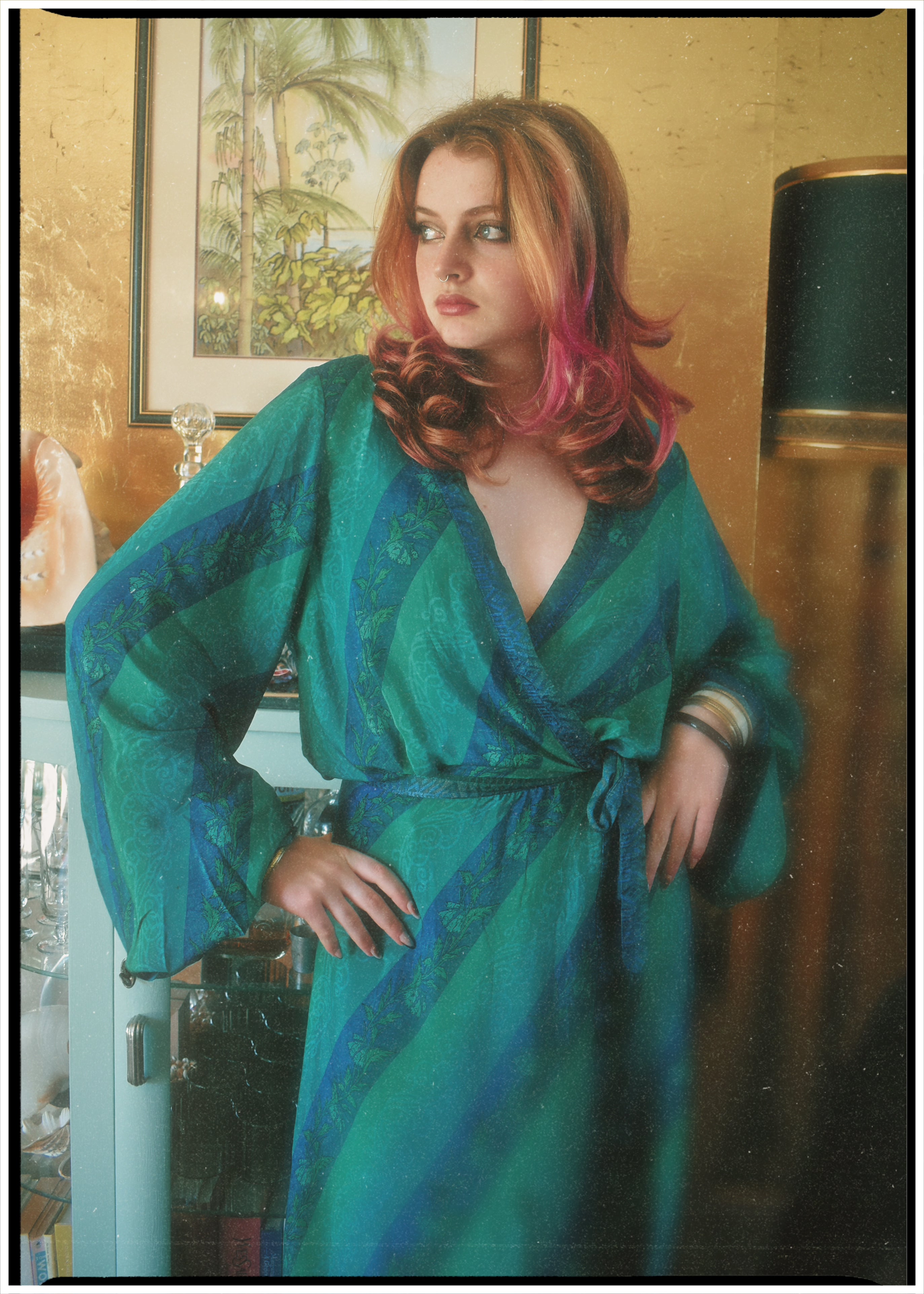 Caladium Wrap Silk Dress ~ Dynasty L