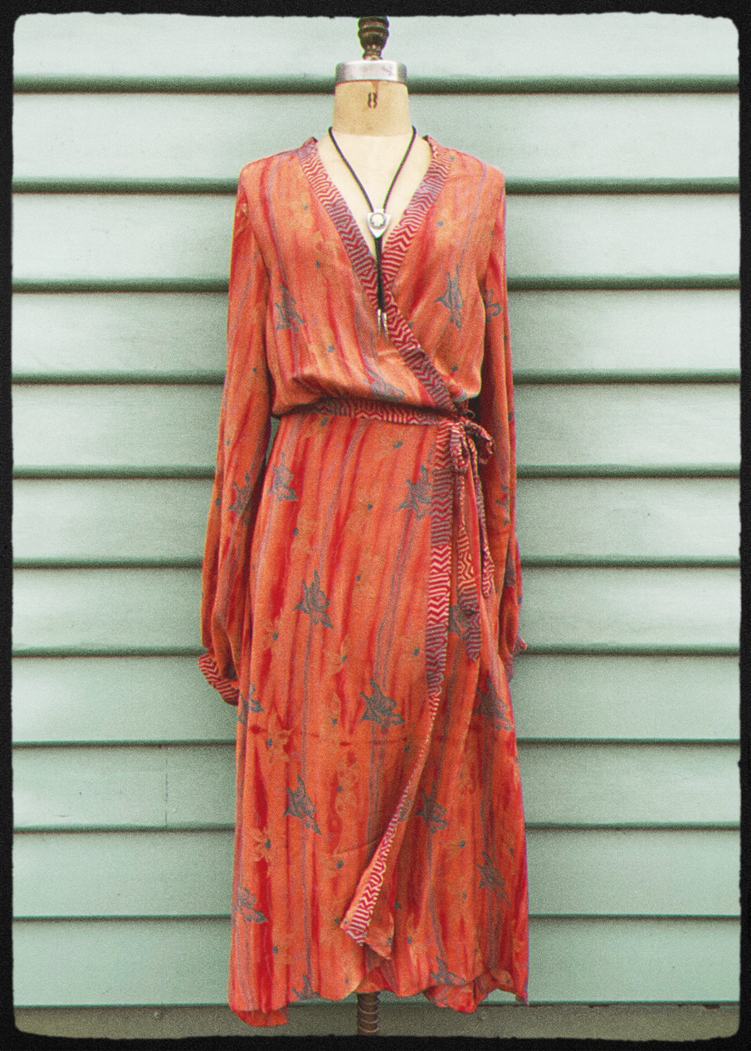 Caladium Wrap Silk Dress ~ Clementine L