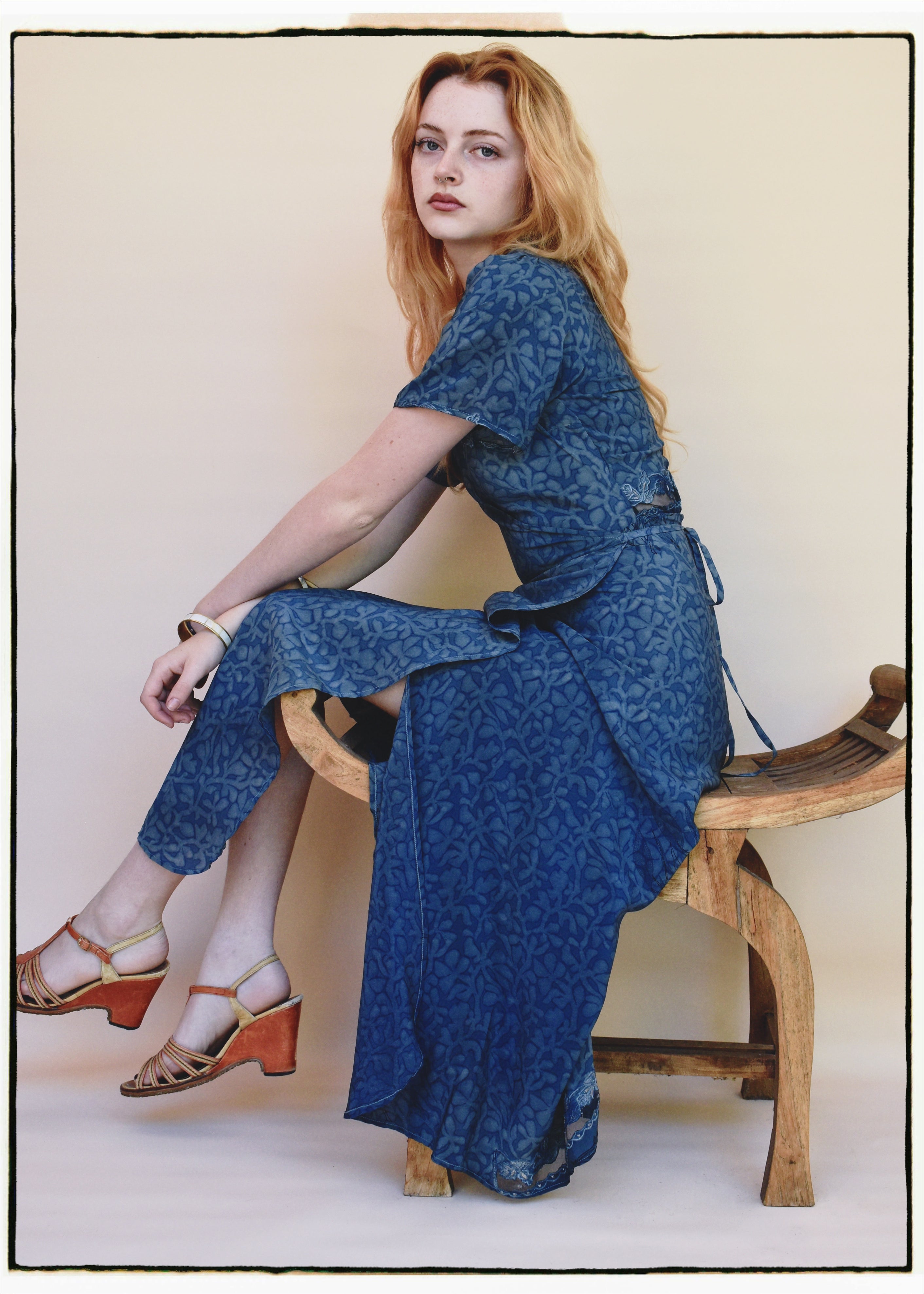 Liatris Silk Crepe Flutter Sleeve Wrap Dress ~ Watermark XS