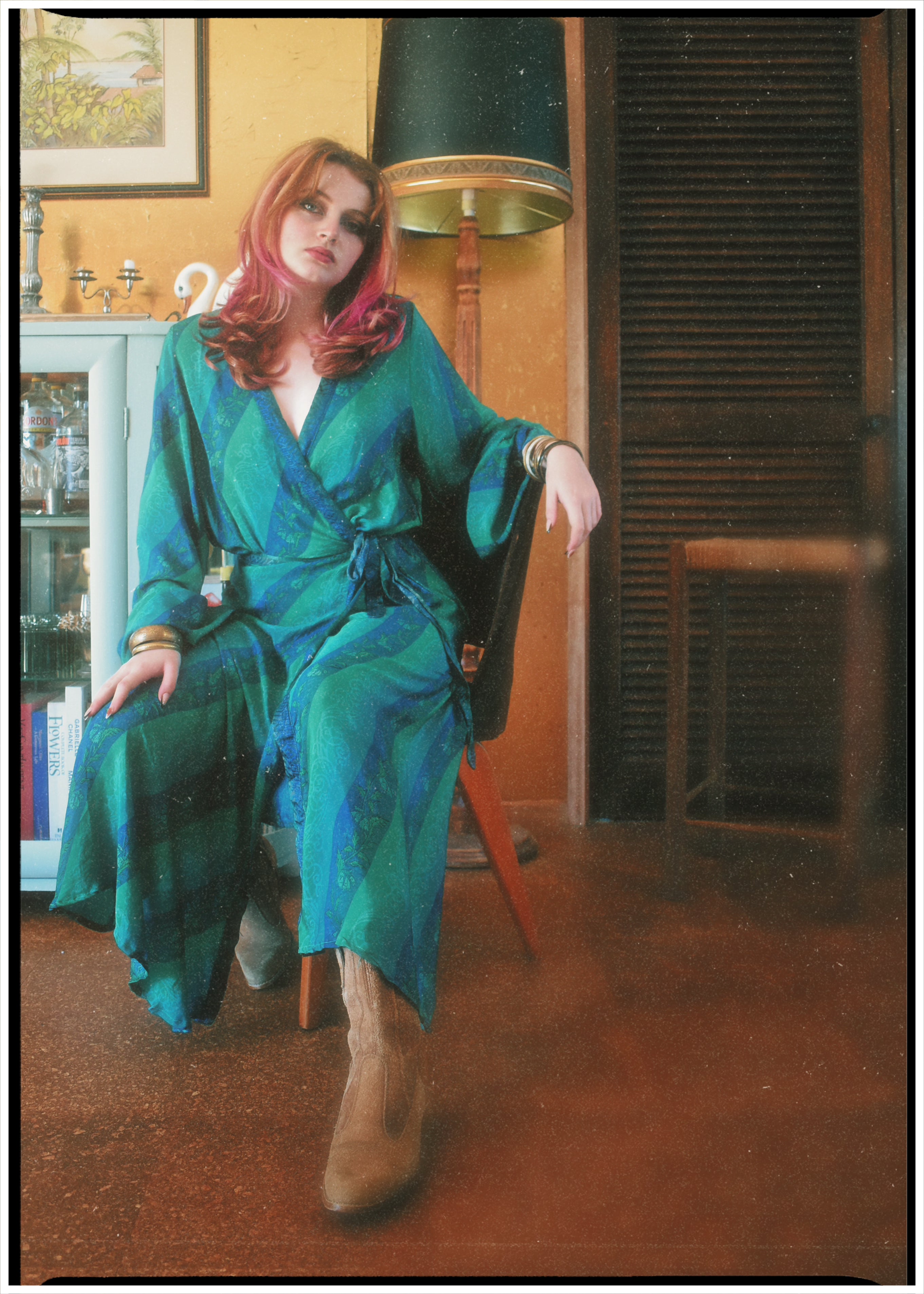 Caladium Wrap Silk Dress ~ Dynasty L