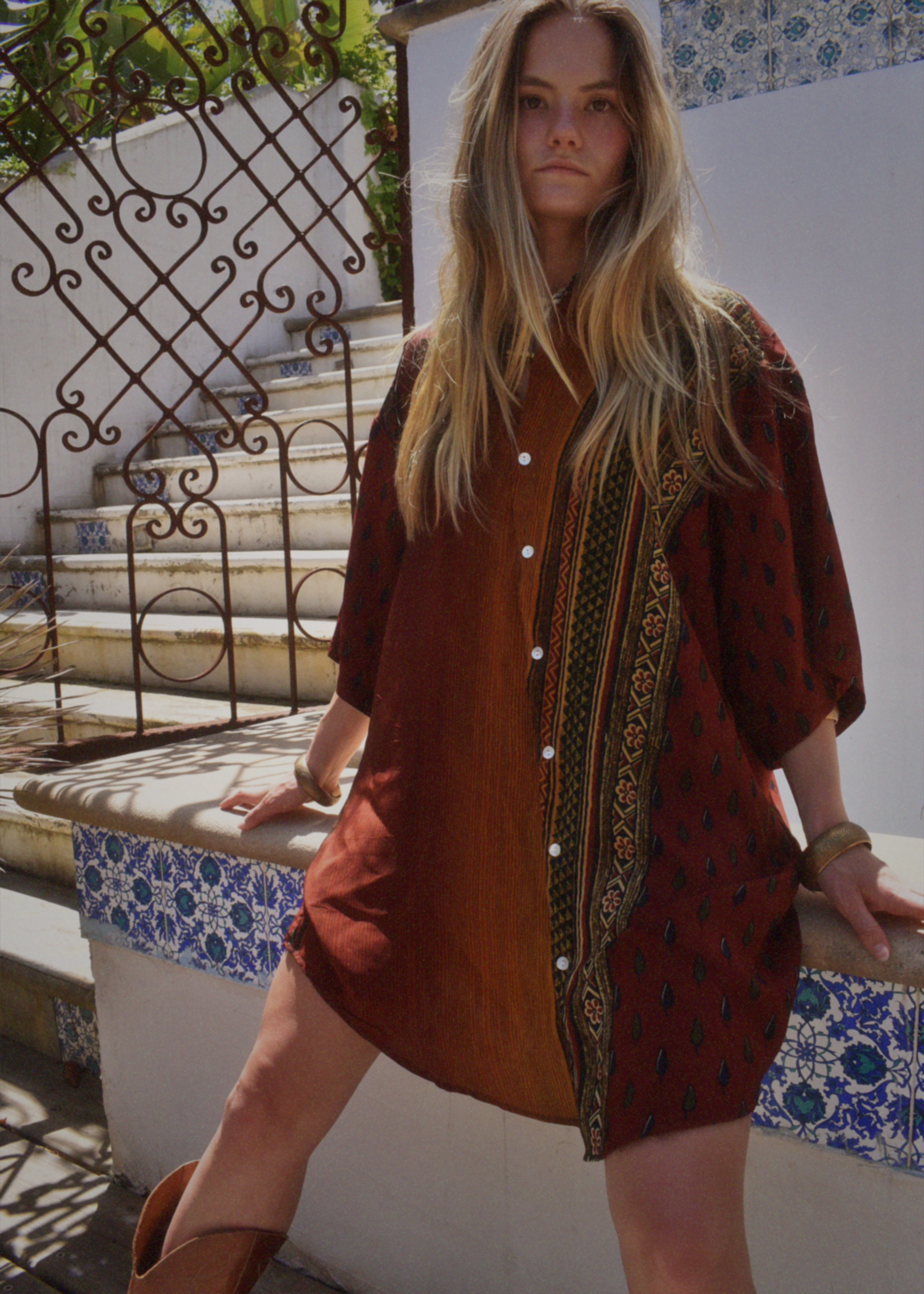 Astralagus Silk Crepe Oversized Shirt ~ Safari