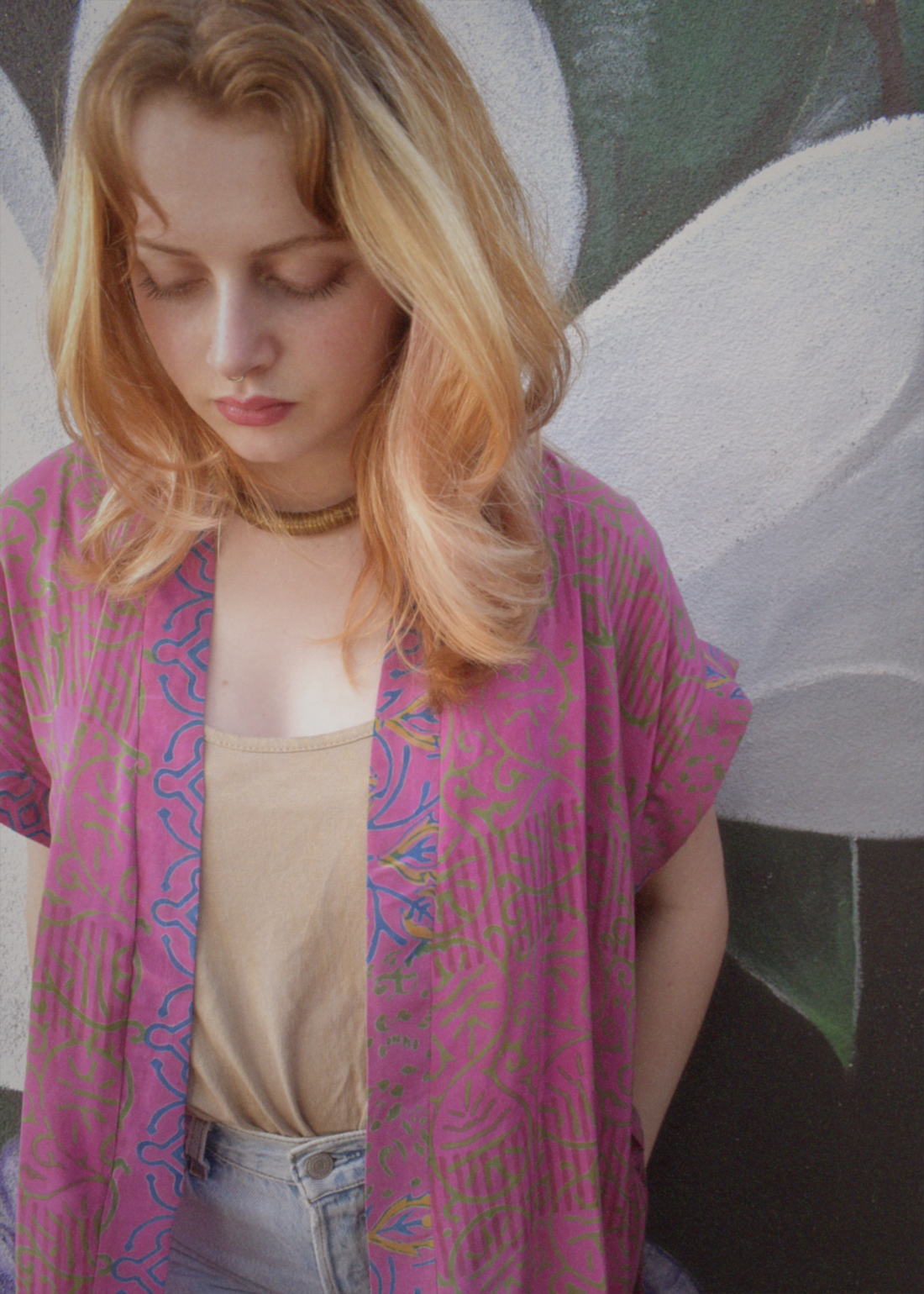 Pilea Silk Crepe Wrap Kimono Top ~ Carmine L/XL