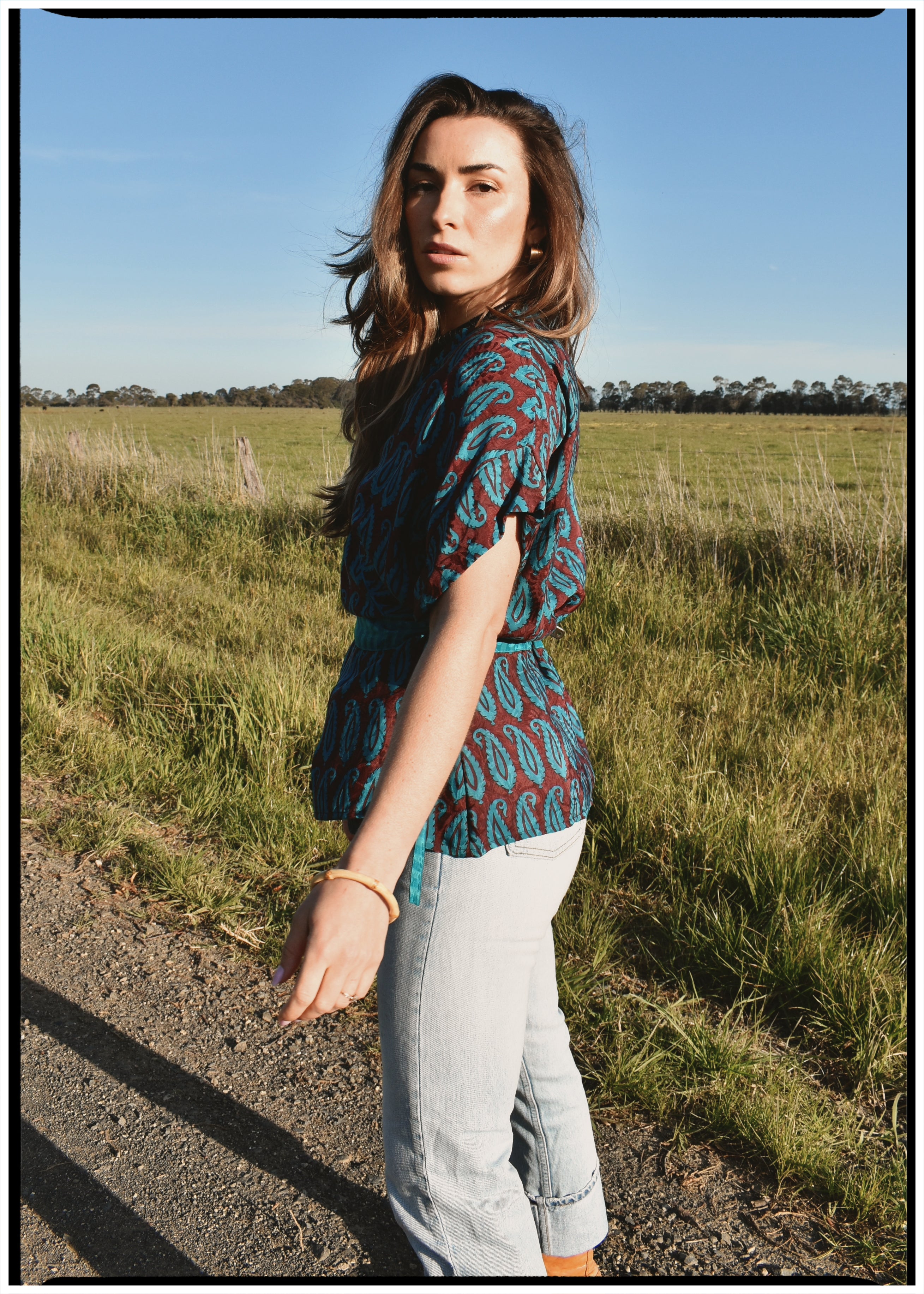 Bassia Silk Crepe Cross Tie Front Blouse ~ Danube L