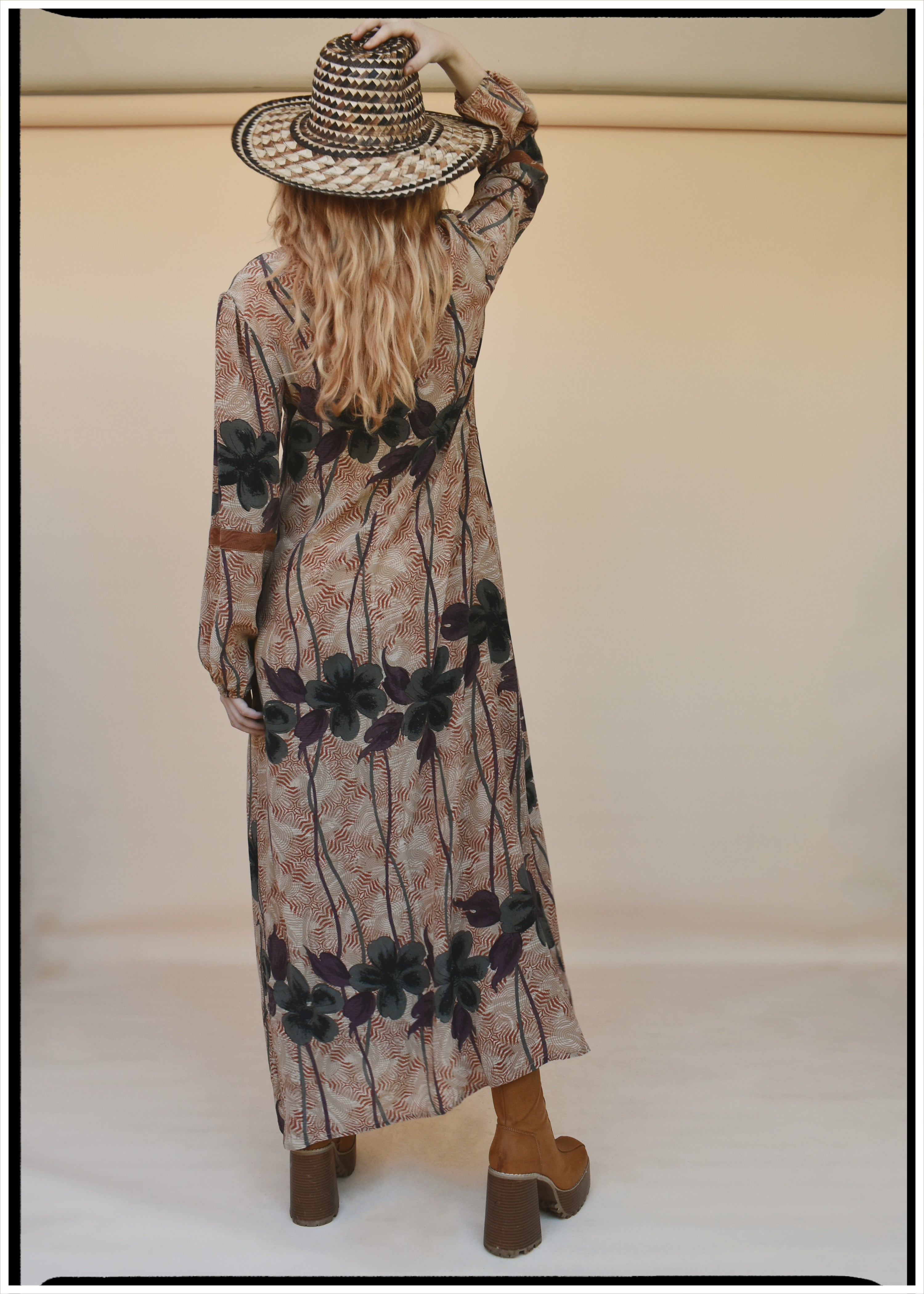 Zea Silk Crepe Kaftan Maxi Dress ~ Sequoia XS