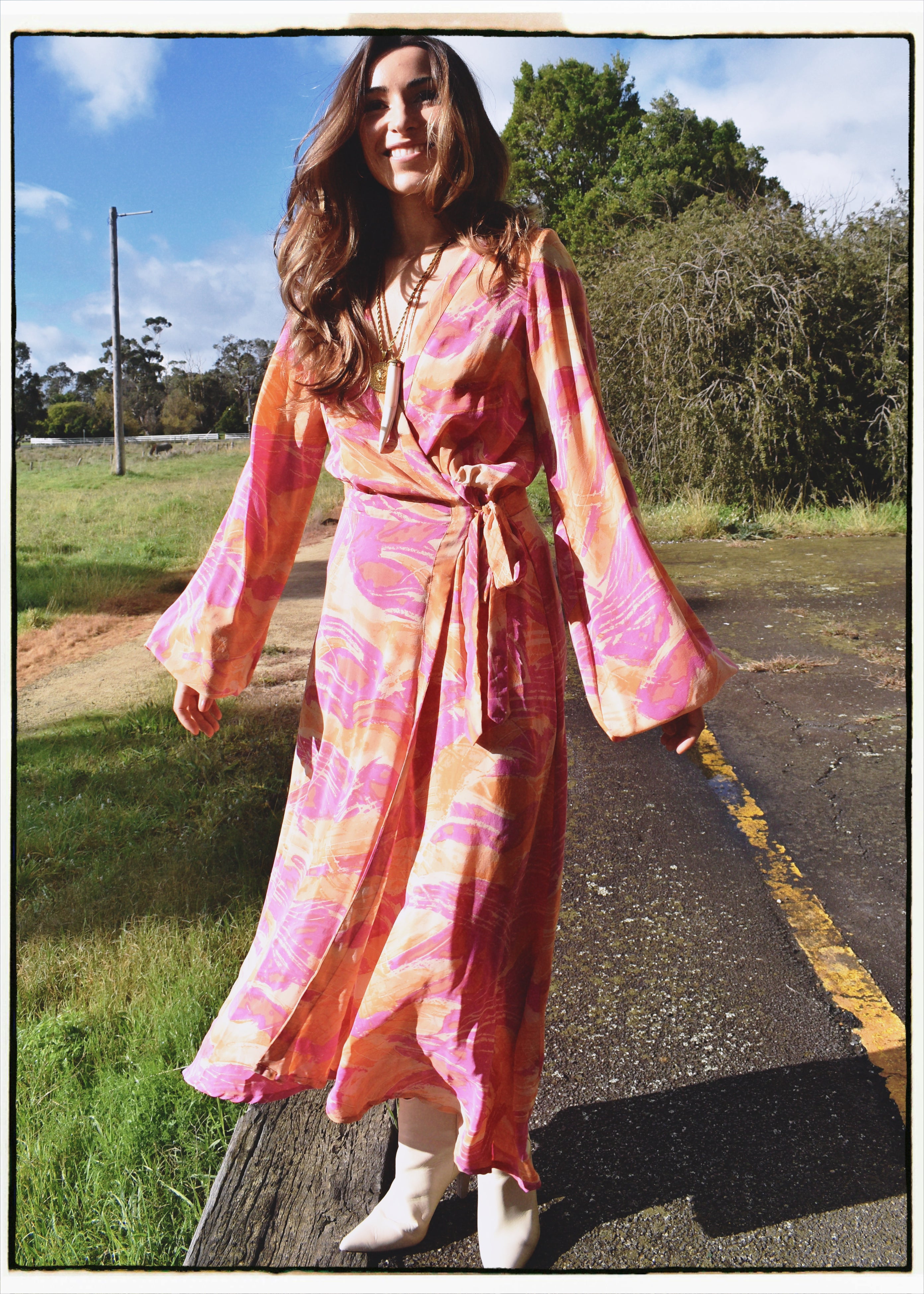 Caladium Silk Wrap Dress ~ Sun Kissed S