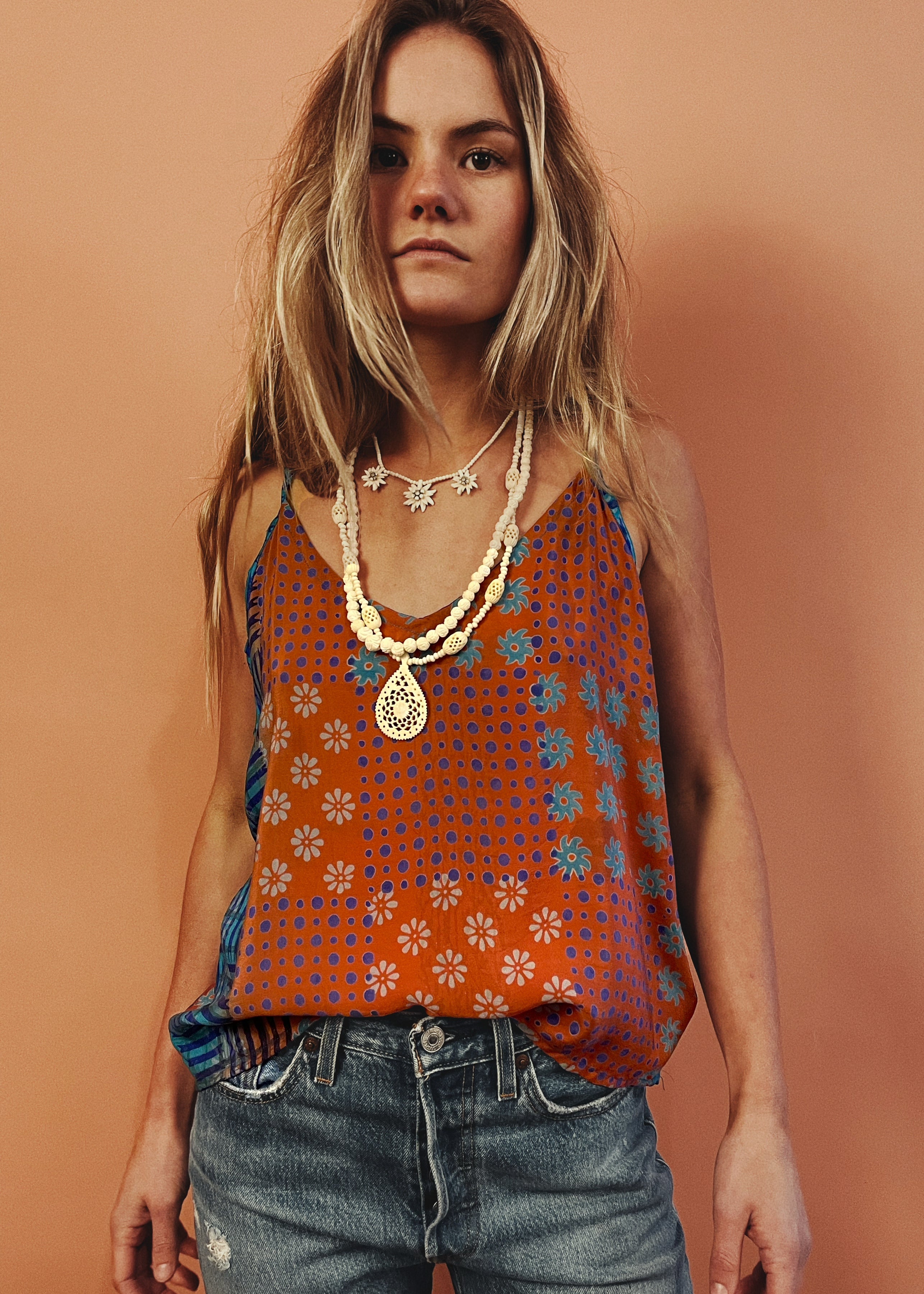 Reseda Silk Crepe Camisole Top ~ Mecca XL