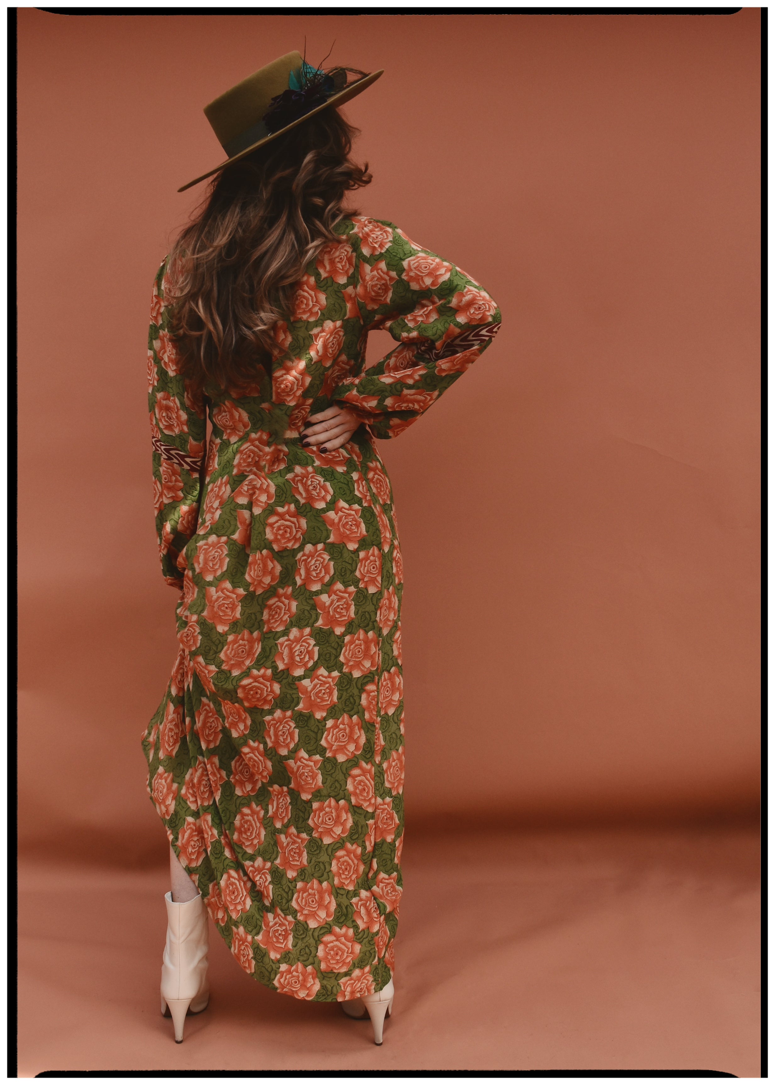 Zea Silk Crepe Kaftan Maxi Dress ~ Blossom M