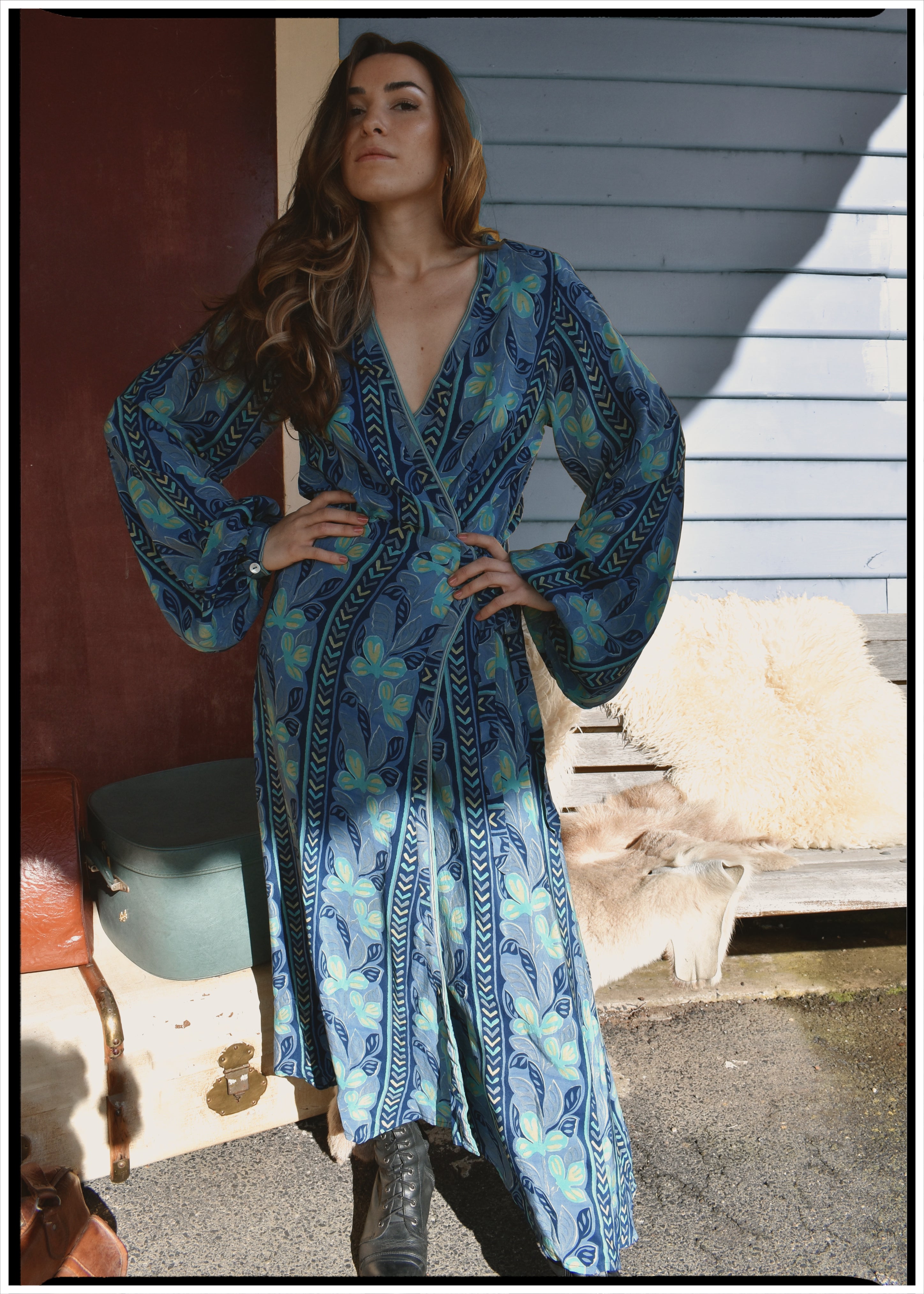 Caladium Silk Wrap Dress ~ Brook XS
