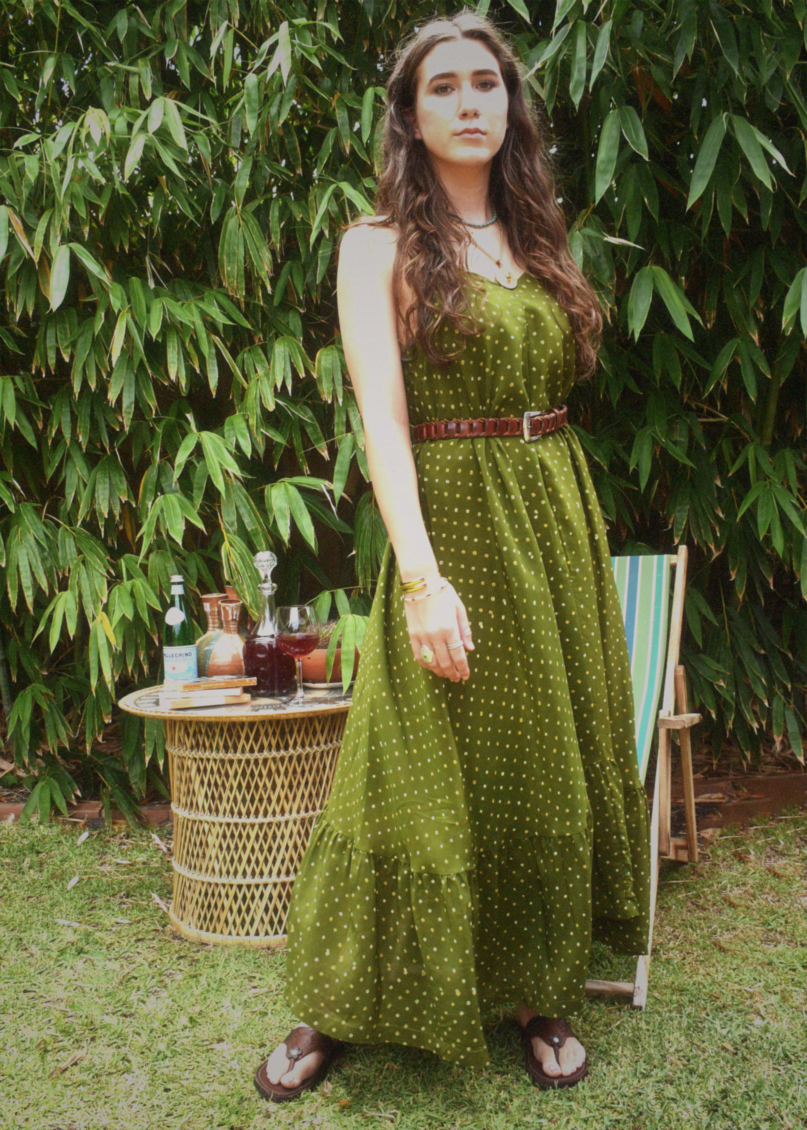 Eustoma Silk Crepe Swing Maxi Dress ~ Courtyard XL