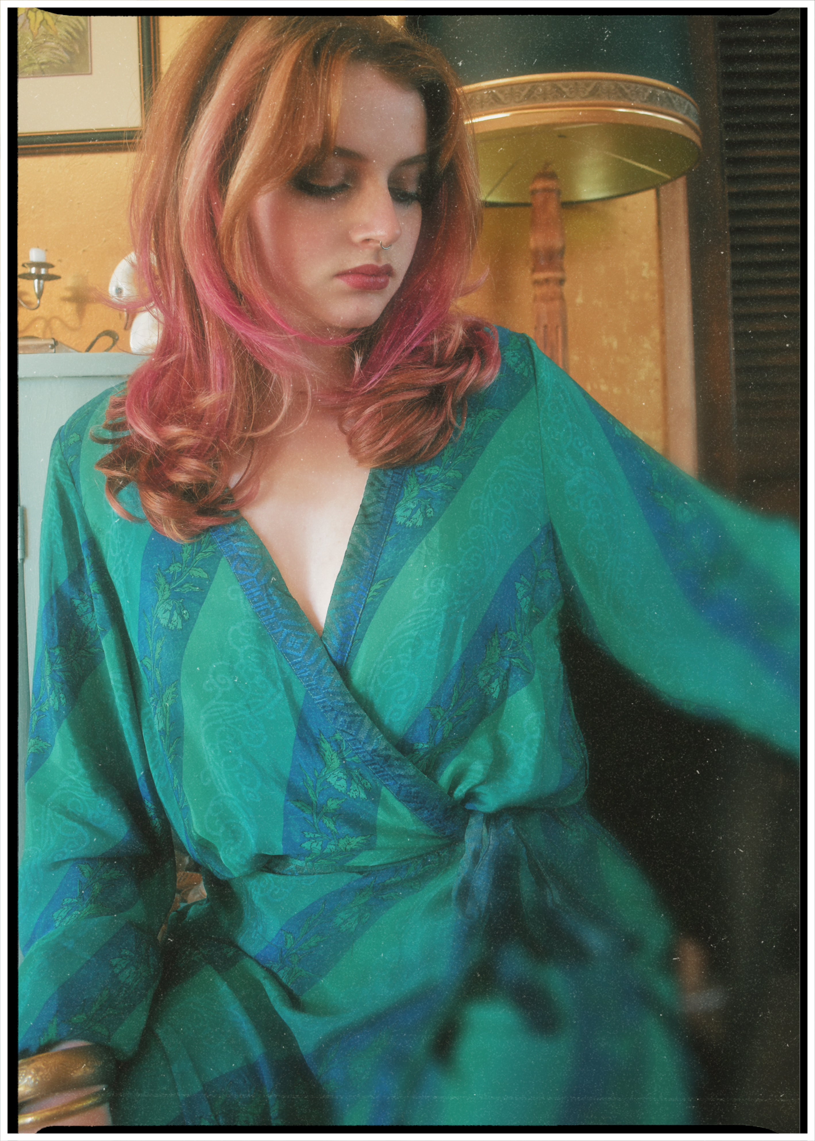 Caladium Wrap Silk Dress ~ Dynasty L