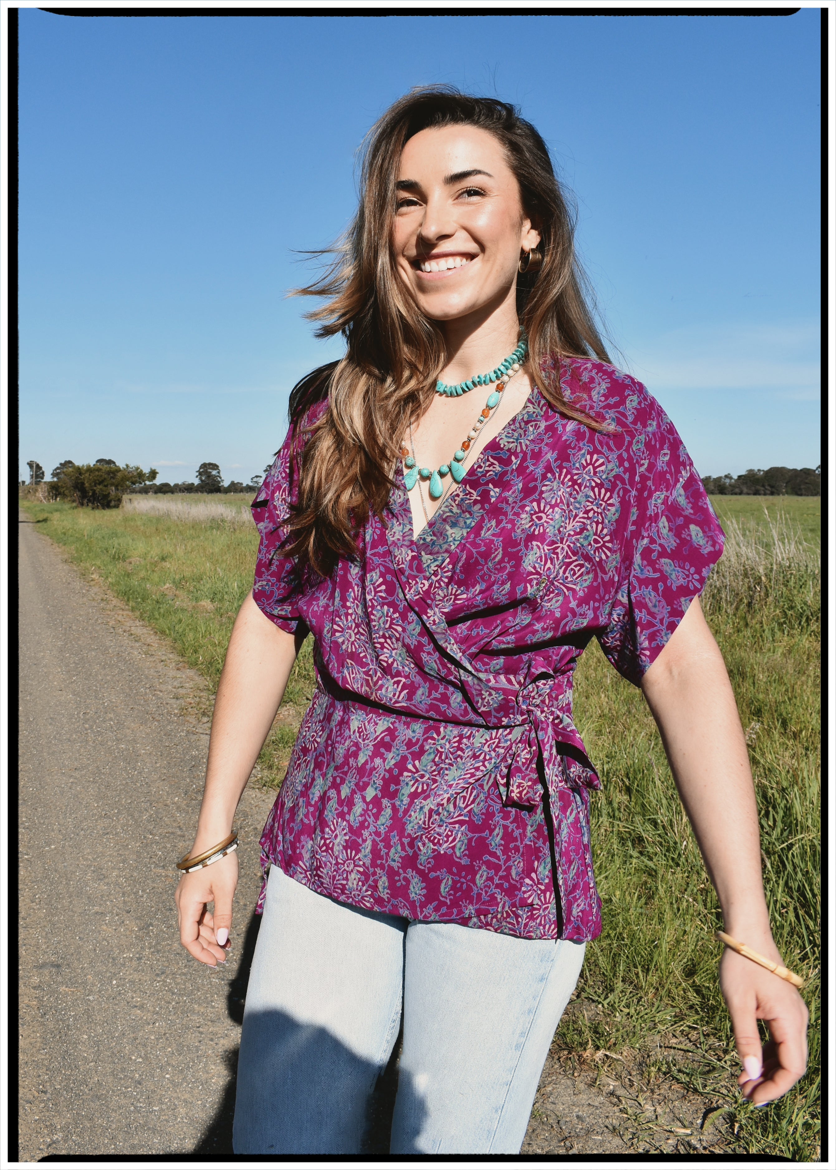 Bassia Silk Crepe Cross Tie Front Blouse ~ Serice M
