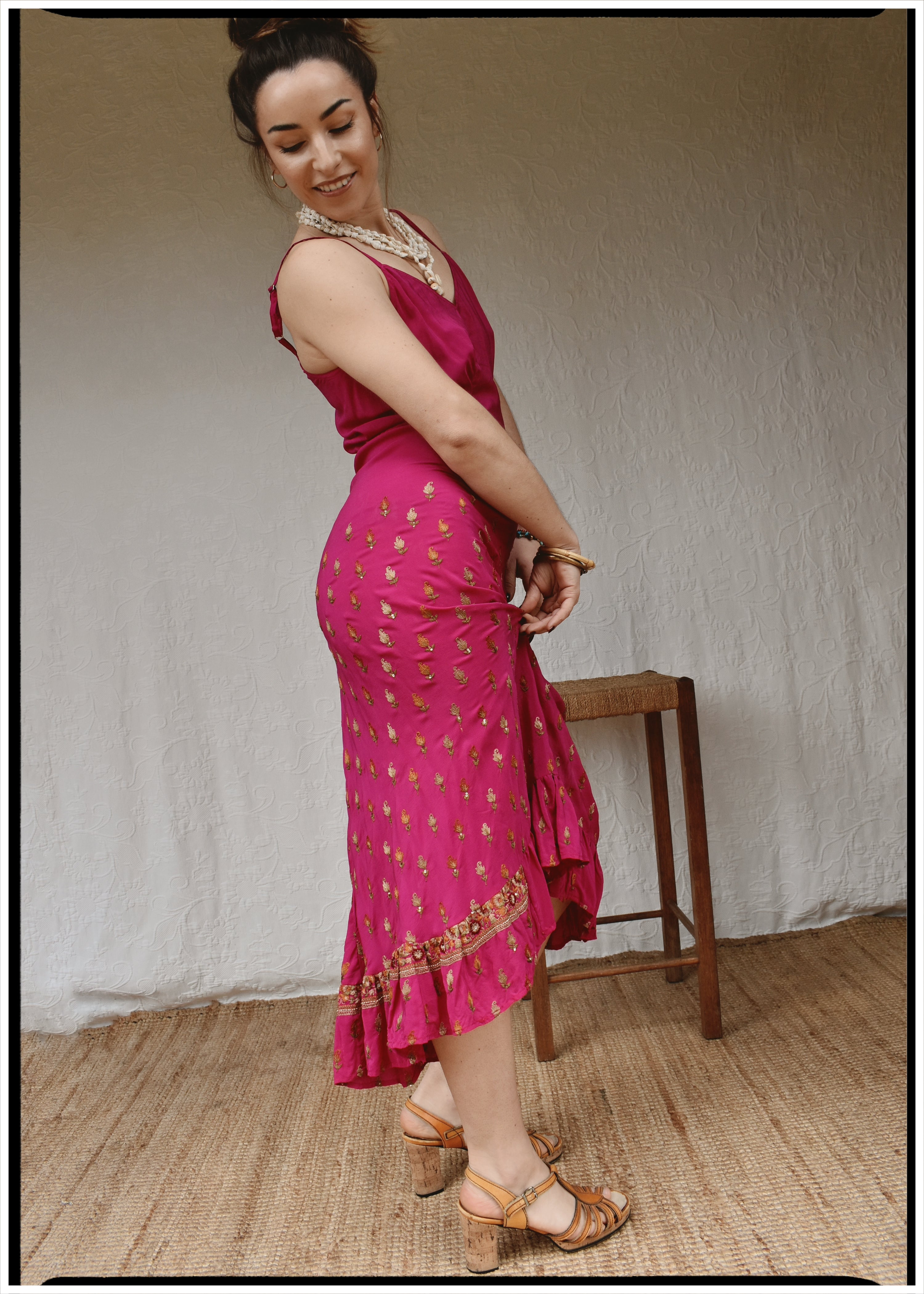 Rumex Silk Slip Dress ~ Flambe M