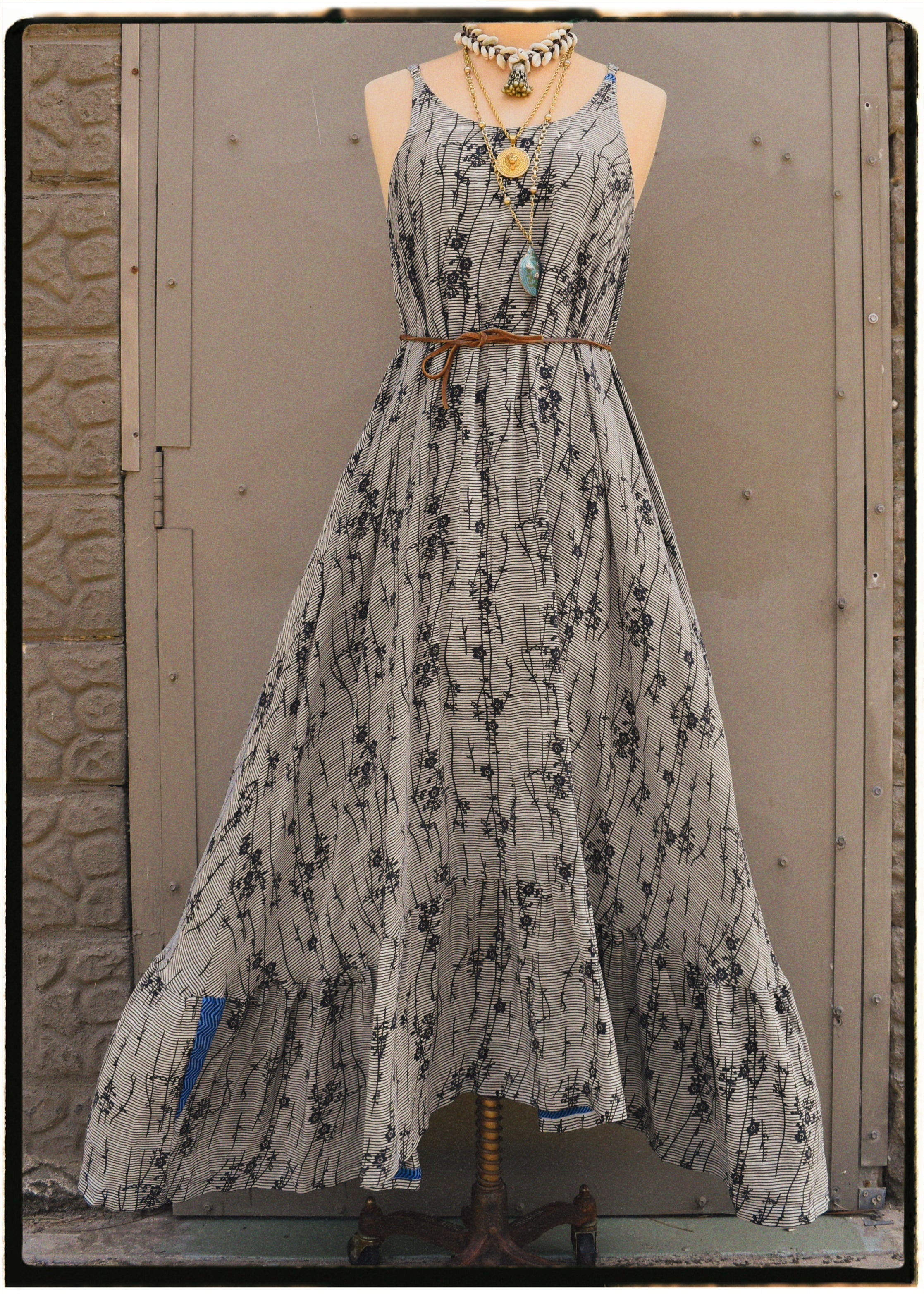 Eustoma Silk Crepe Swing Maxi Dress ~ Niagara L