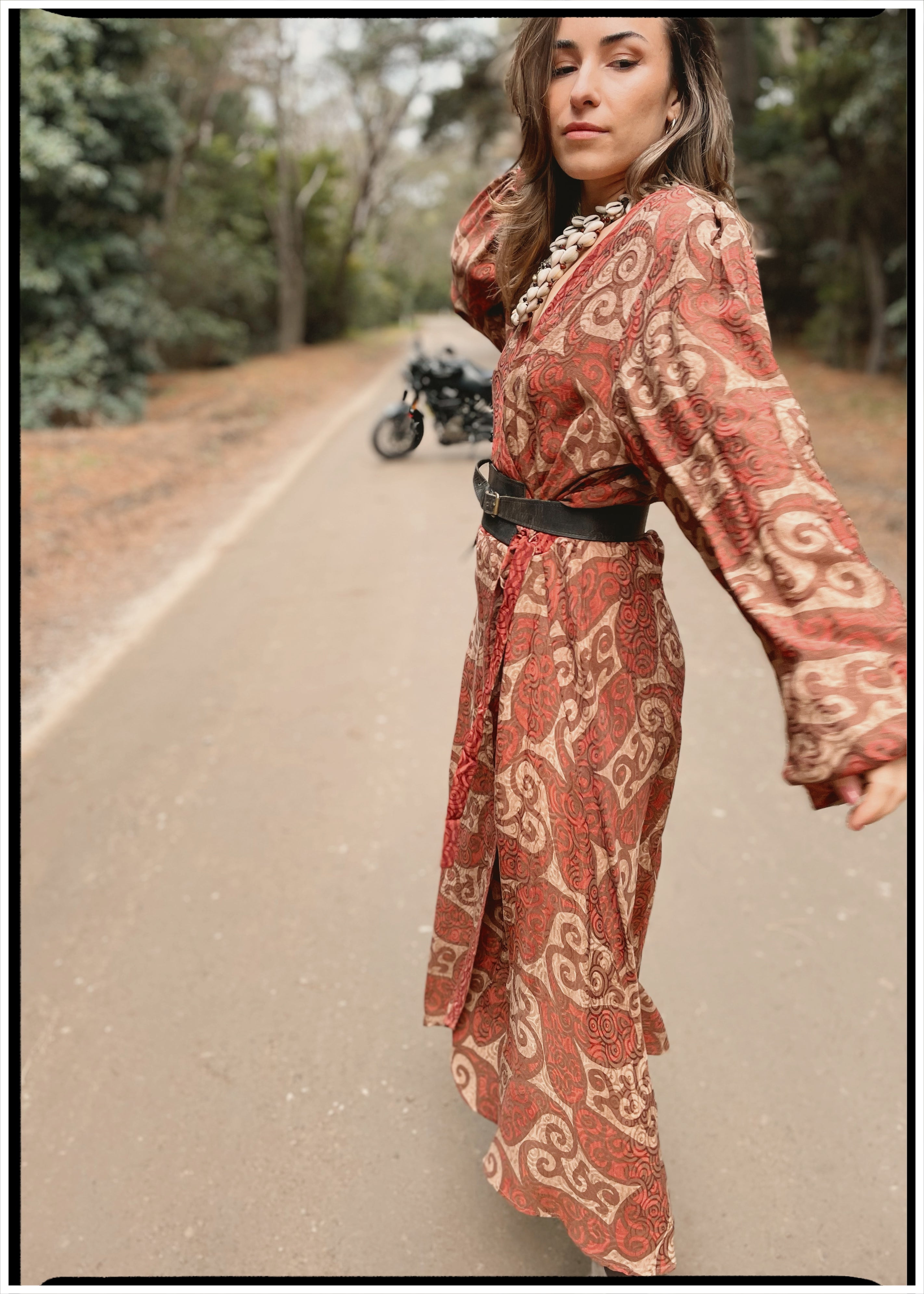 Caladium Wrap Silk Dress ~ Picante XL