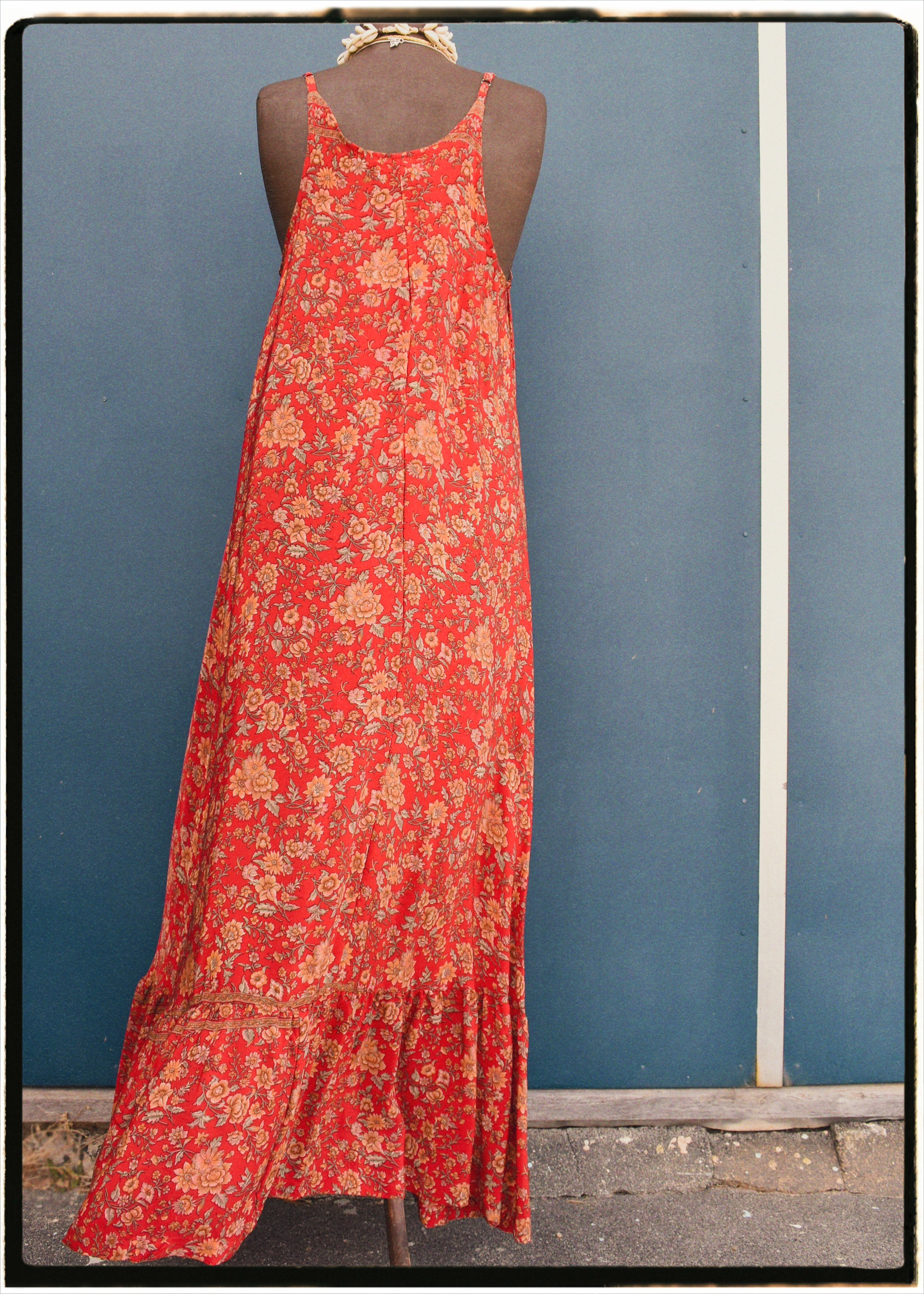 Eustoma Silk Crepe Swing Maxi Dress ~ Alert XL