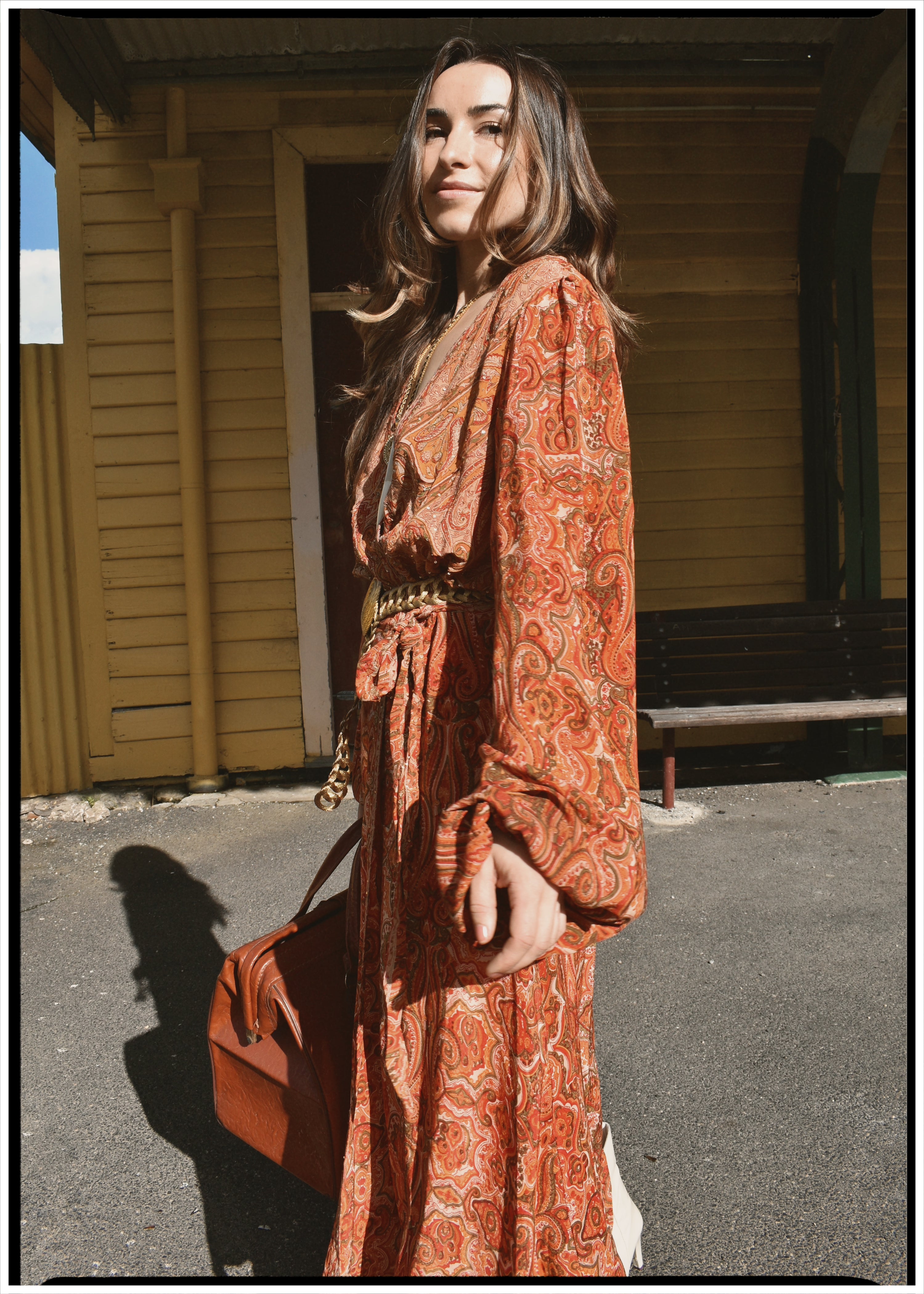 Caladium Silk Wrap Dress ~ Russet S