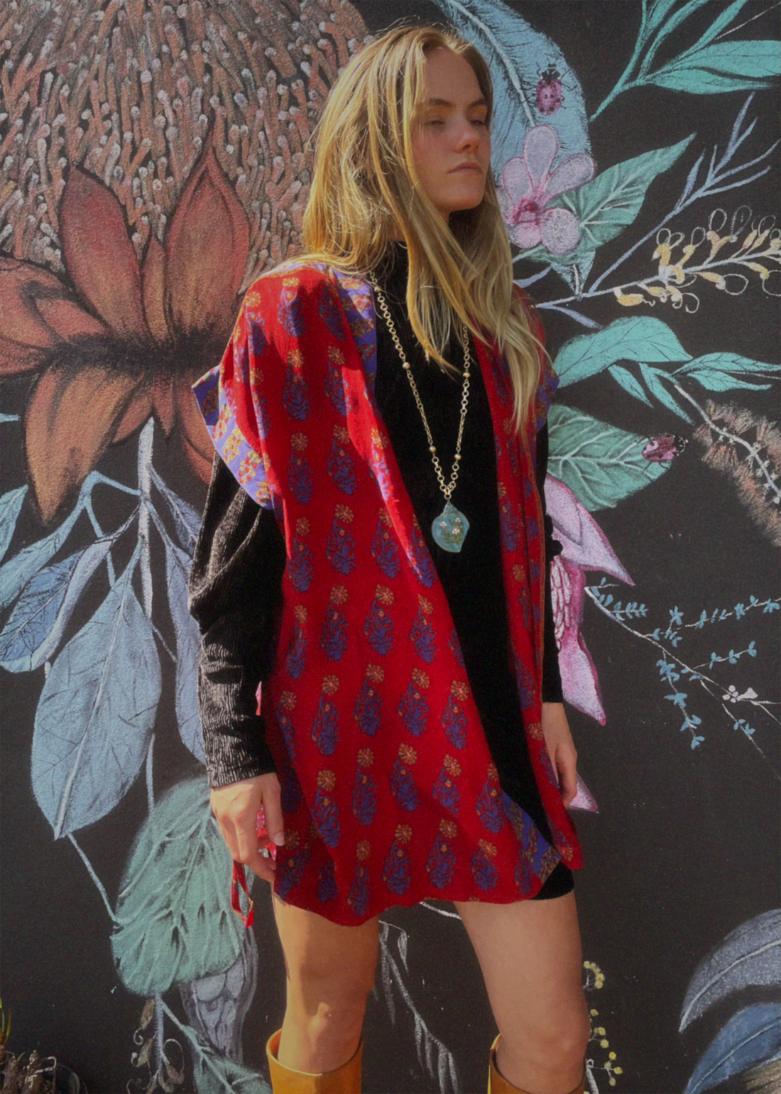 Pilea Silk Crepe Wrap Kimono Top ~ Canton L/XL