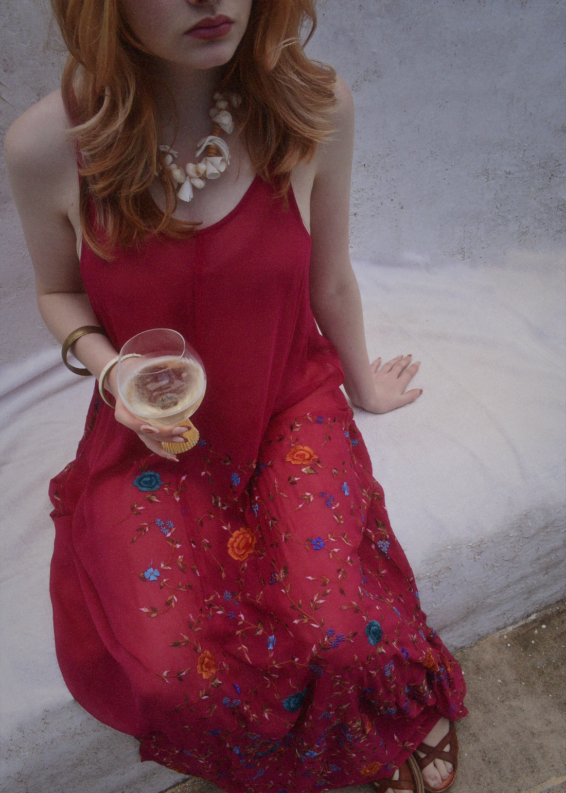 Eustoma Silk Crepe Swing Maxi Dress ~ Fuchsia M