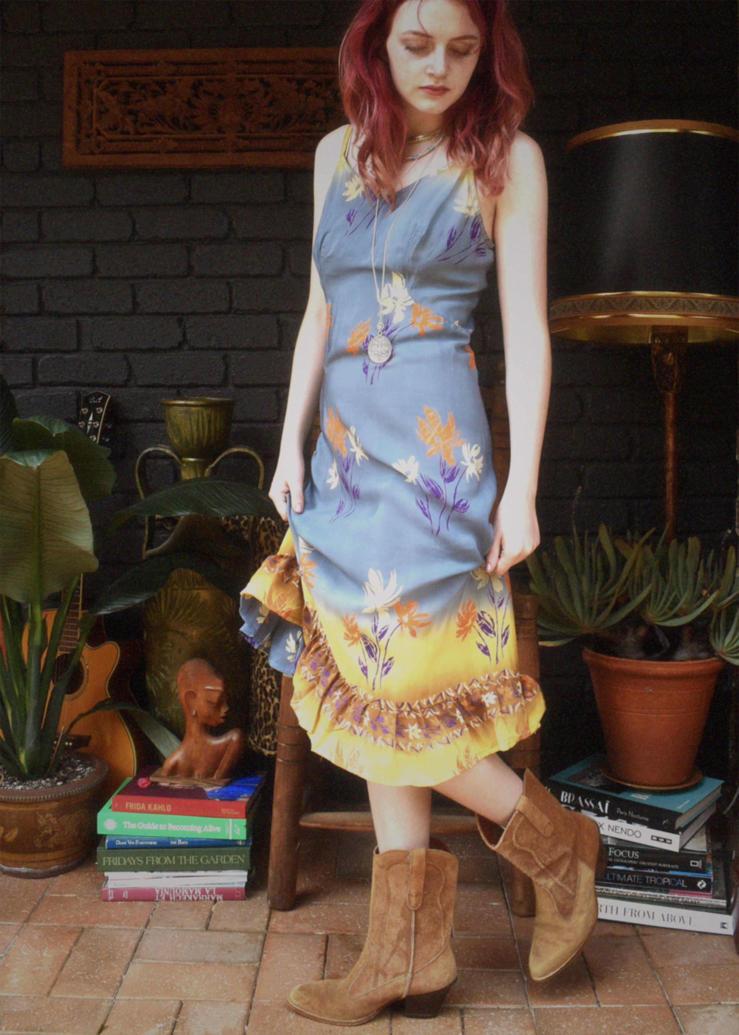 Rumex Silk Slip Dress ~ Cornflour S & L