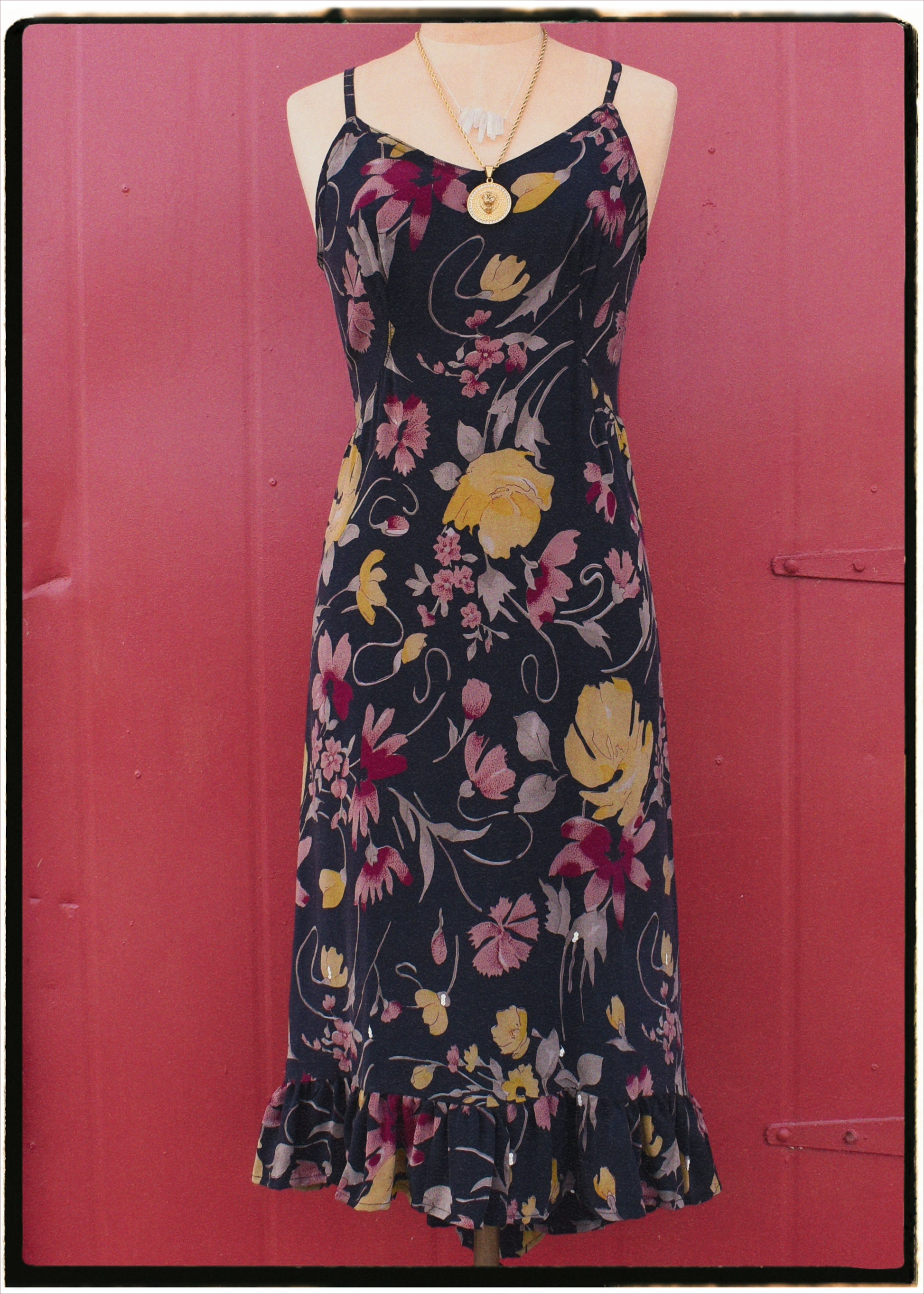 Rumex Silk Slip Dress ~ Midnight S & L