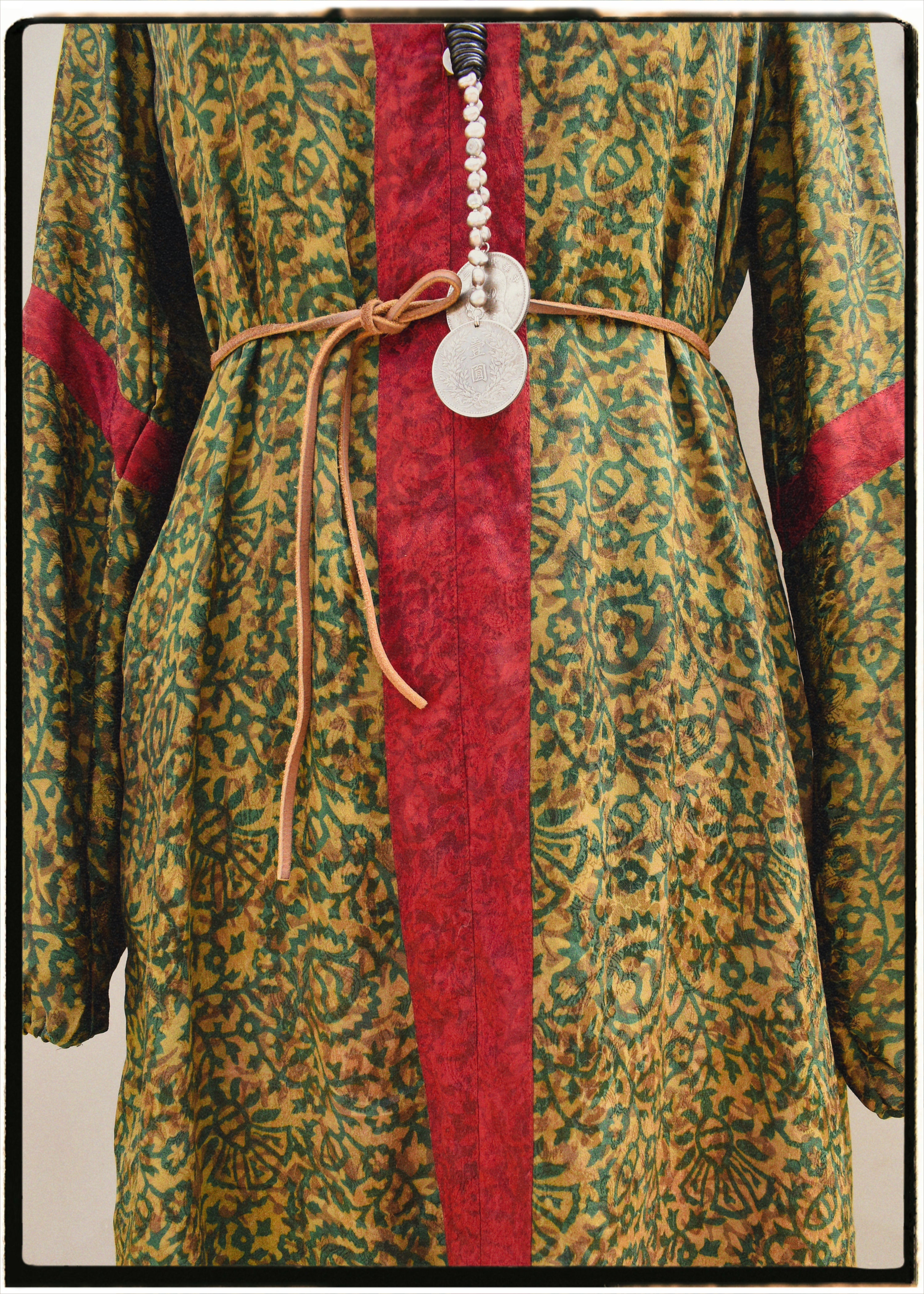 Zea Silk Crepe Kaftan Maxi Dress ~ Carafe S