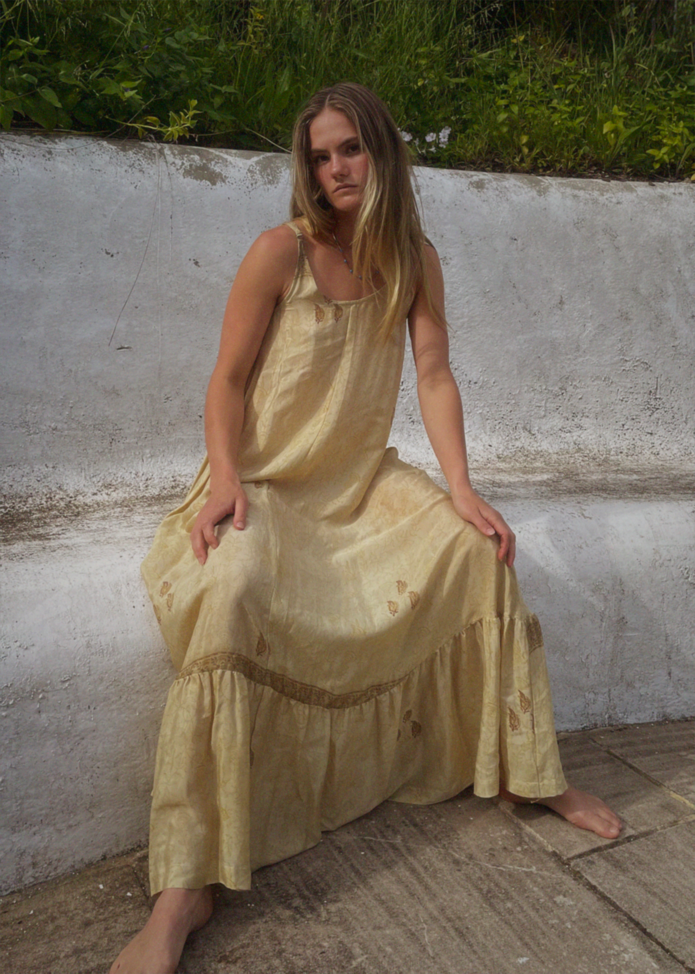 Eustoma Silk Crepe Swing Maxi Dress ~ Alesan S