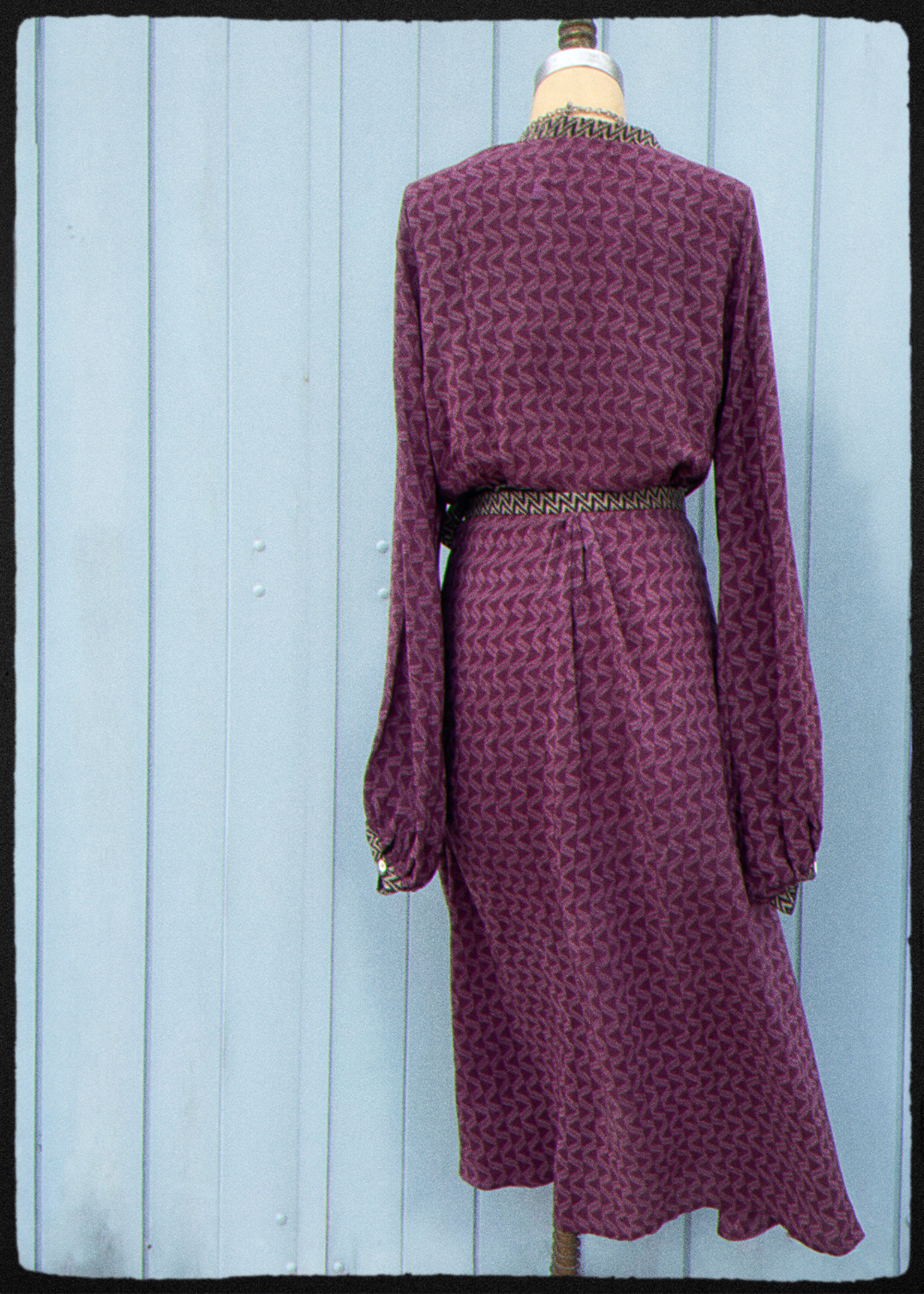 Caladium Wrap Silk Dress ~ Sapphire L